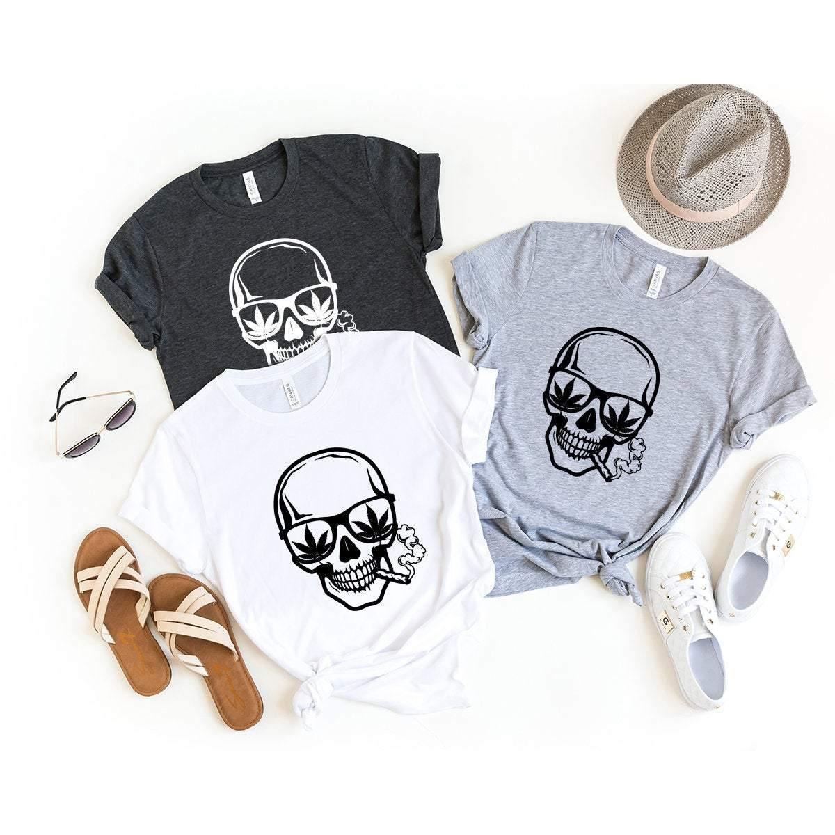 Skull Smoking Joint T-Shirt, Weed Shirt, Skull Smoking Weed Shirt, Funny Weed Tshirt, Marijuana Shirt, Stoner Shirt, Cannabis t Shir - Fastdeliverytees.com