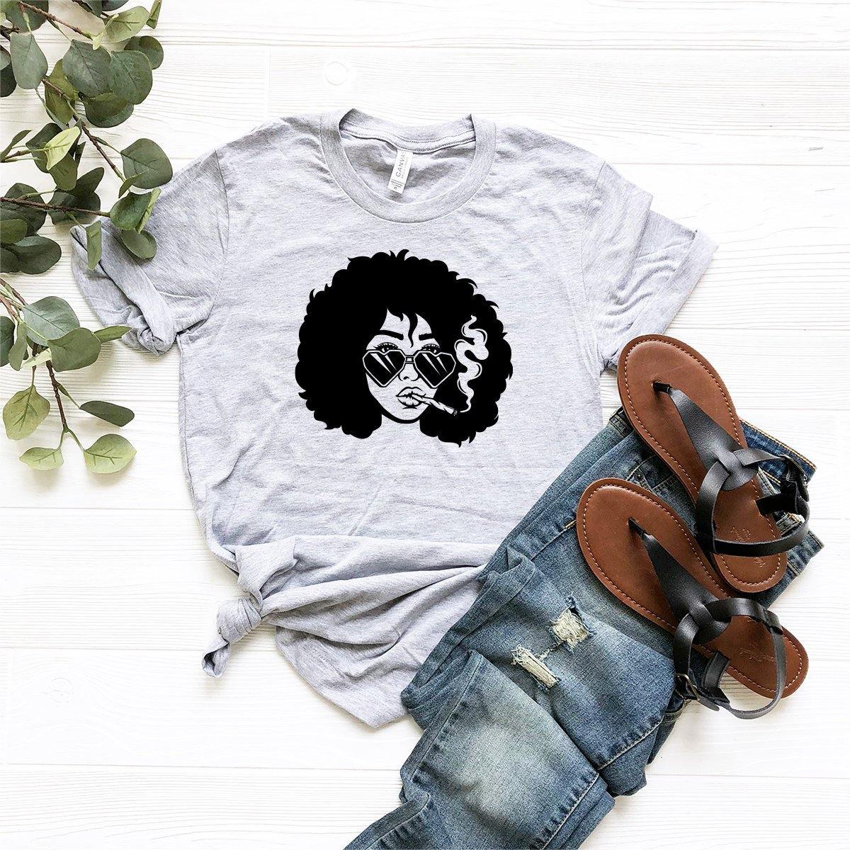 Afro Girl Smoking Shirt, Weed Shirt, Afro Girl Shirt, Weed Tee, Funny Weed Shirt, Marijuana Shirt, Stoner Shirt, Cannabis Shirt, 420 Shirt - Fastdeliverytees.com