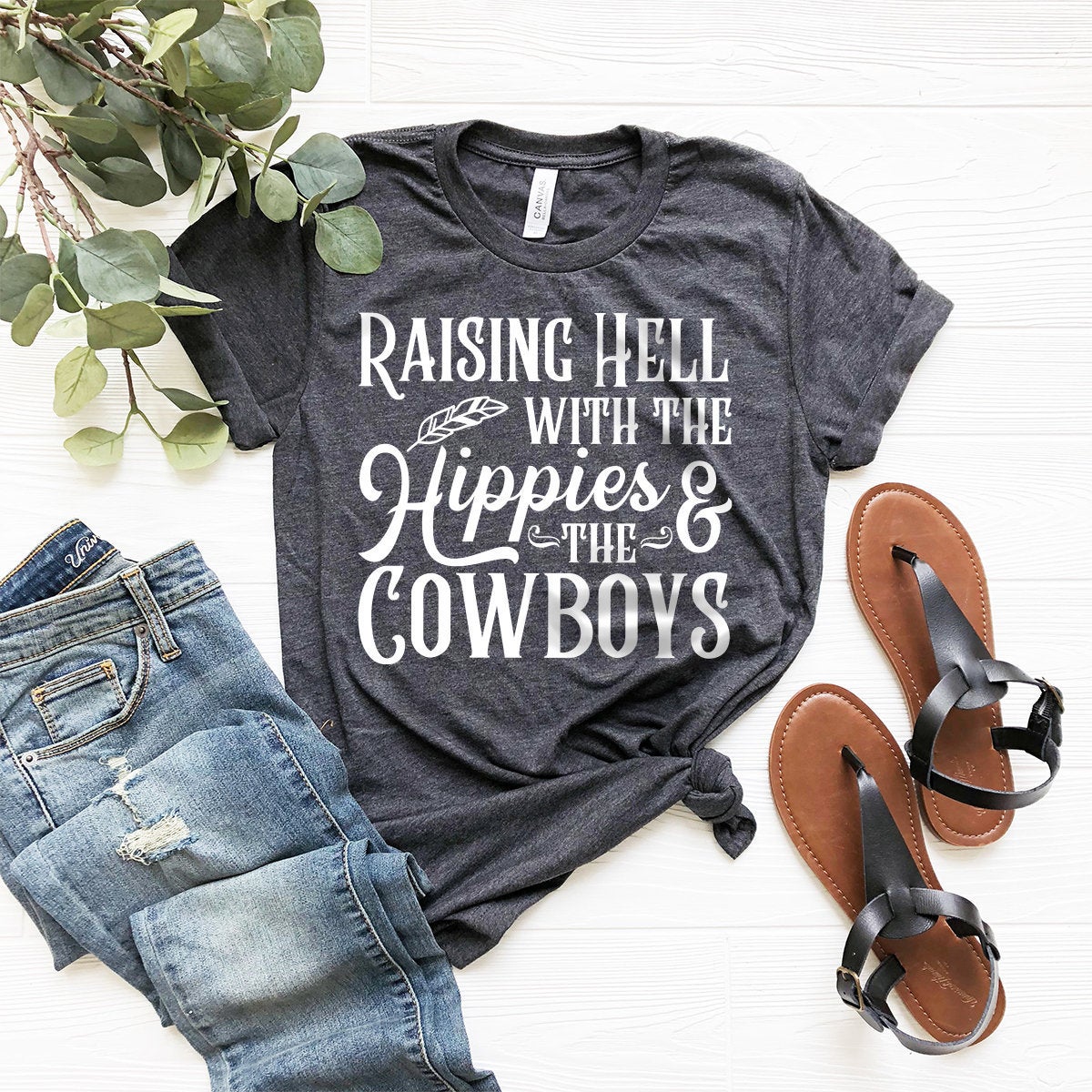 Raising Hell With The Hippies And The Cowboys Shirt, Country Music Tee, Southern Quotes Shirt, Country Western Shirt, Country Shirt - Fastdeliverytees.com