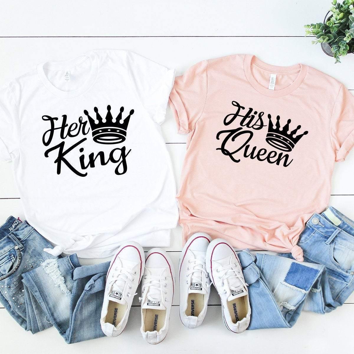 Couples Matching Shirt, Husband Wife Shirt, His Quenn Her King Shirt, Honeymoon T-Shirt, Husband And Me Shirt, Best Couple Shirt - Fastdeliverytees.com