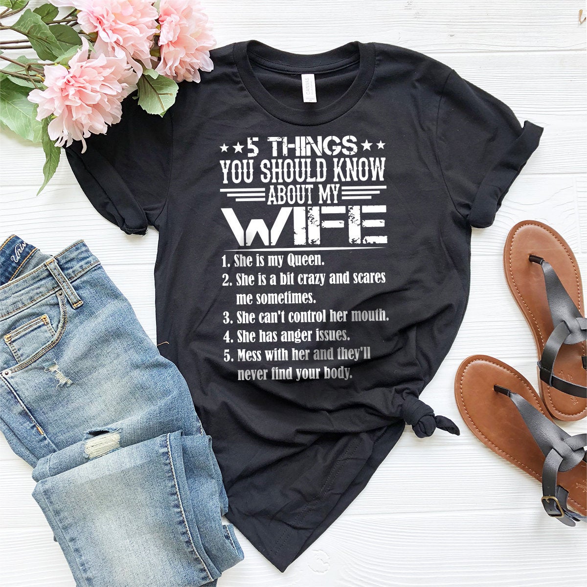 Funny Husband Shirt, Funny Gift For Husband, 5 Things You Should Know About My Wife T-Shirt, Best Husband Shirt, Sarcastic Husband Tee - Fastdeliverytees.com