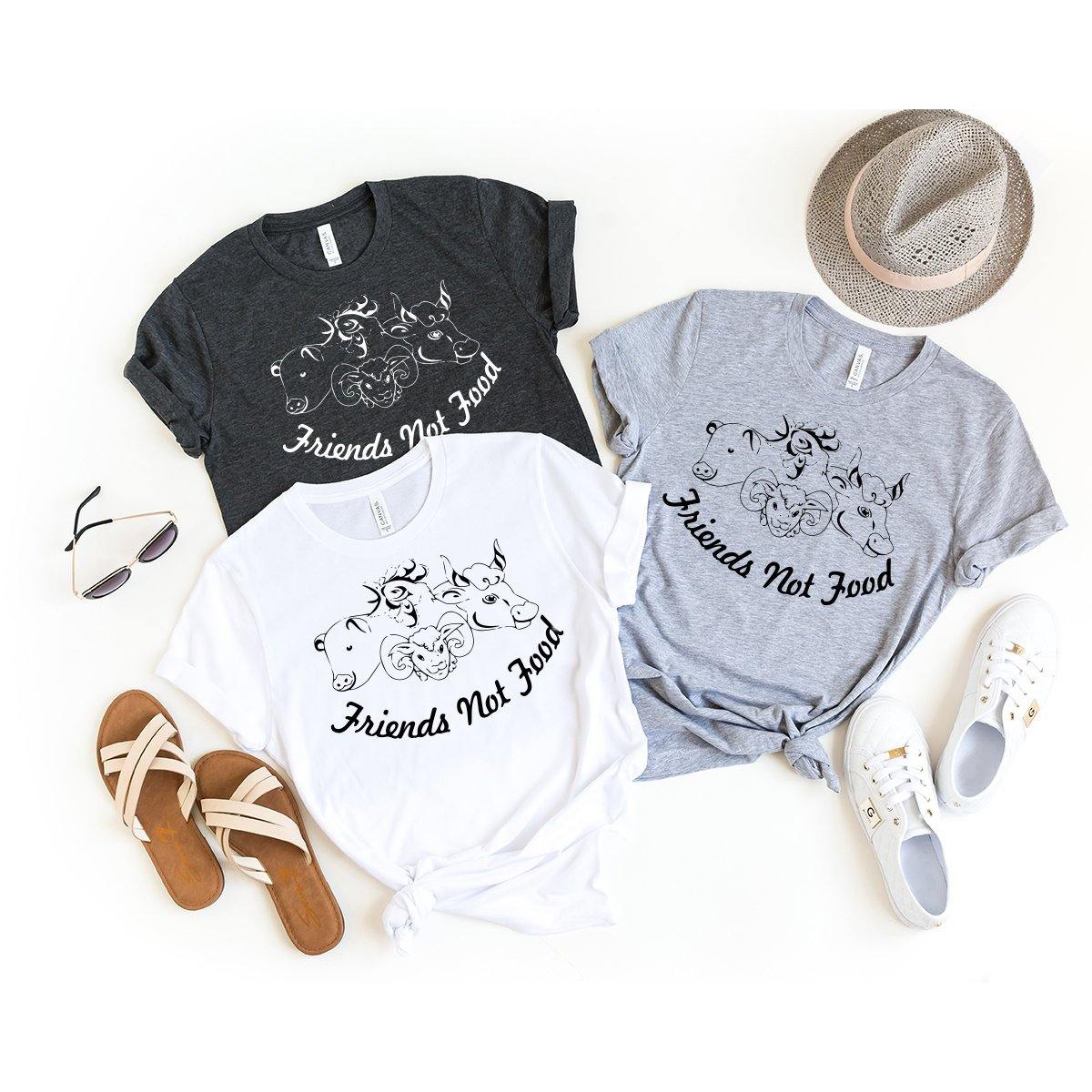 Friends Not Food T-Shirt, Animal Rights Shirt, Animal Lover Tee, Vegan Shirt, Vegetarian Shirt, Gift For Vegan, Save Animal Shirt - Fastdeliverytees.com