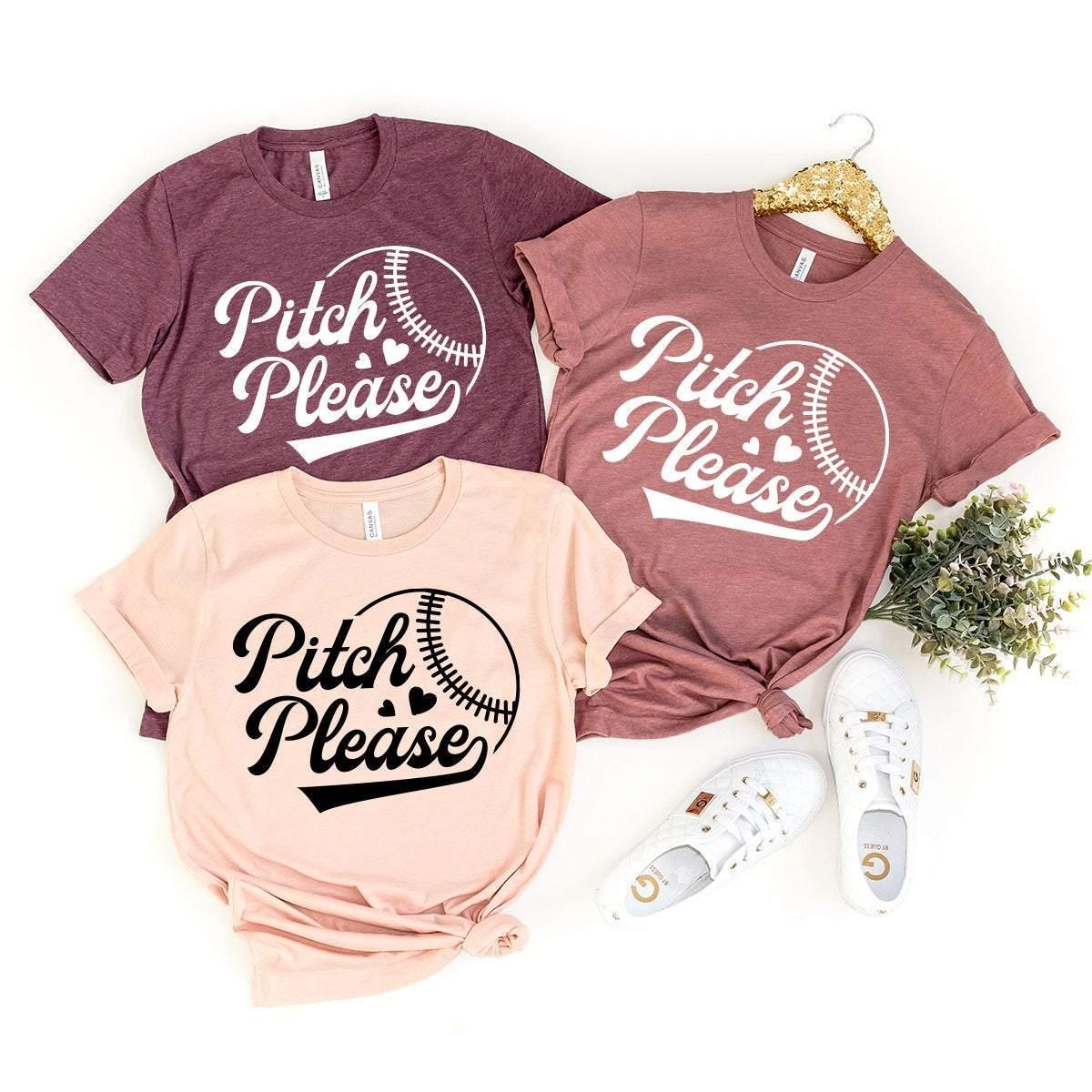 Cute Baseball T-Shirt, Pitch And Please Baseball Shirt, Baseball Fan Shirt, Baseball Mom Shirt, Baseball Lover Tshirt, Softball Shirt - Fastdeliverytees.com