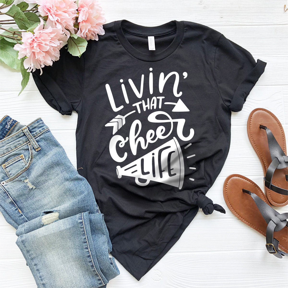 Living That Cheer Life Shirt, Cheer Tribe Shirt, Sport Mom Shirt, Cheer Life Shirt, Cheerleading T-Shirt, Cheer Mom Shirt, Cheer Tee, - Fastdeliverytees.com