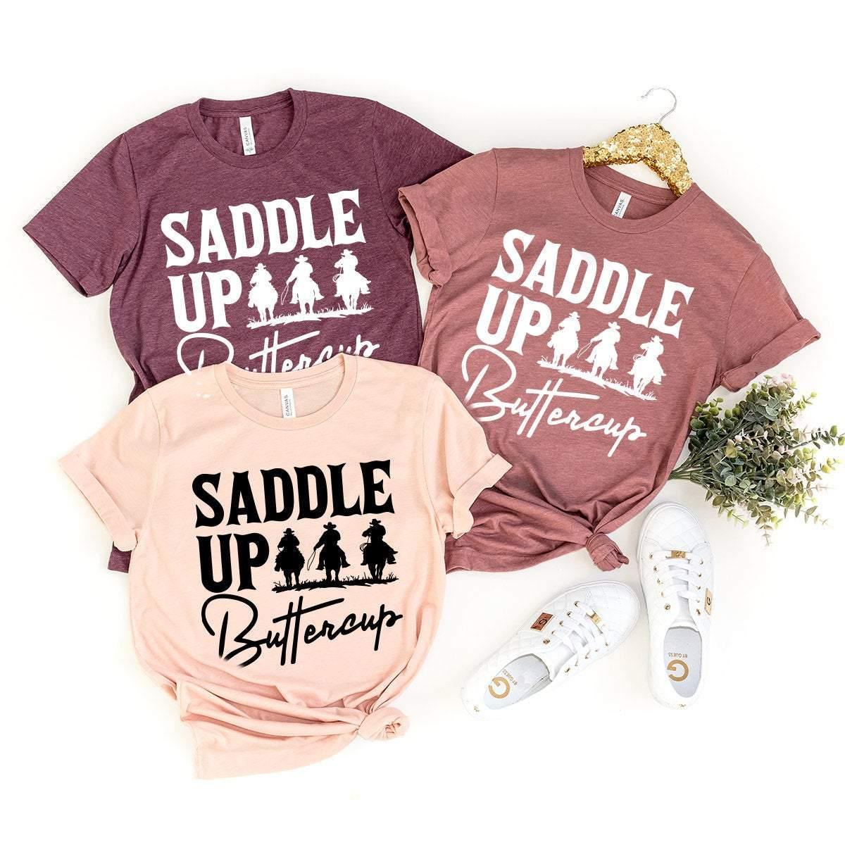 Cowboy T-Shirt, Cowgirl Shirt, Western Shirt, Saddle Up Buttercup Shirt, Rodeo Shirt, Hippie Boho Shirt, Country Shirt, Country Girl Shirt - Fastdeliverytees.com