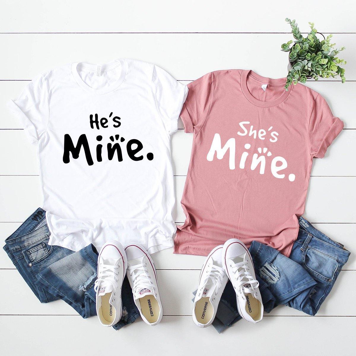 Matching Couple Shirt, He's Mine T-Shirt, She's Mine Shirt, Funny Couple Shirt, Wedding Shirt, Bridal Shirt, Couple Gift, Husband Wife Shir - Fastdeliverytees.com