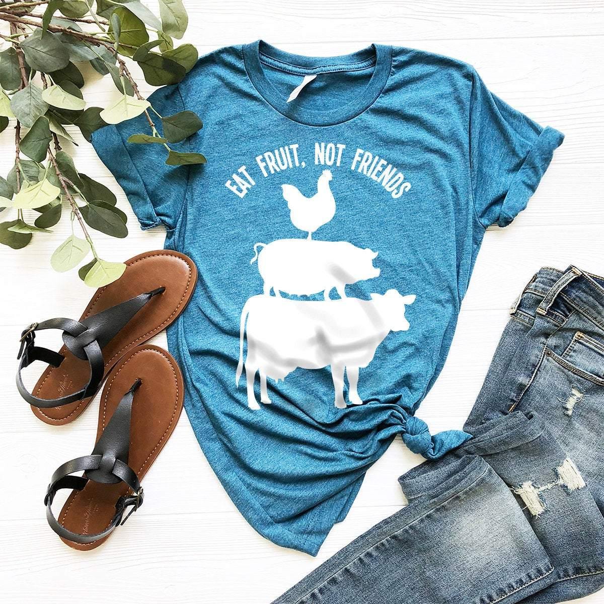 Vegan Shirt, Vegan T Shirt, Vegan Gift, Vegan T-Shirts, Veganism Shirt, Vegetarian Shirt, Funny Vegan Shirt, Eat Fruit Not Friends Shirt - Fastdeliverytees.com