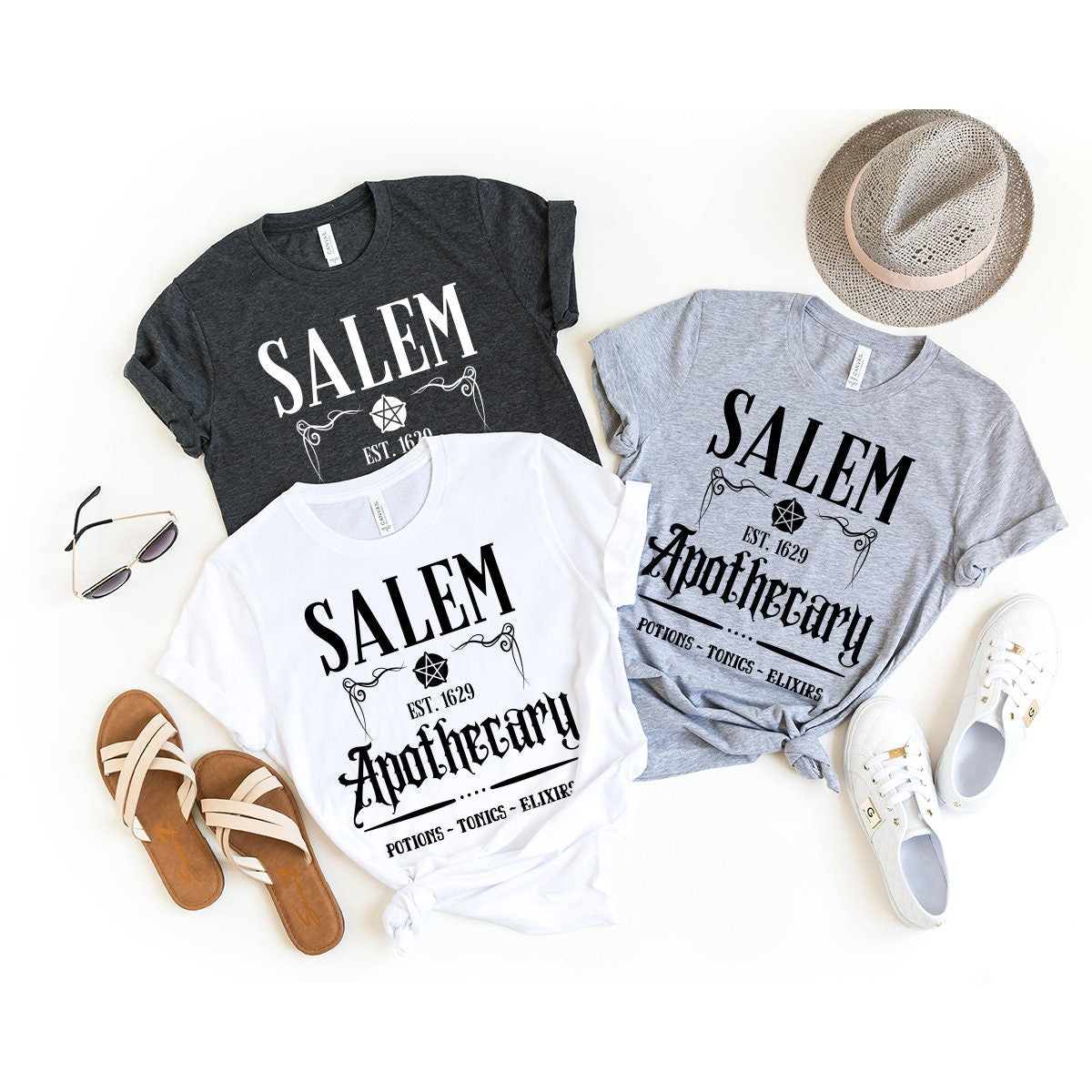 Womens Salem Apothecary T Shirt Funny Halloween Witch Graphic Novelty Tee - Crazy Dog Women's T Shirt For Halloween Season Black S