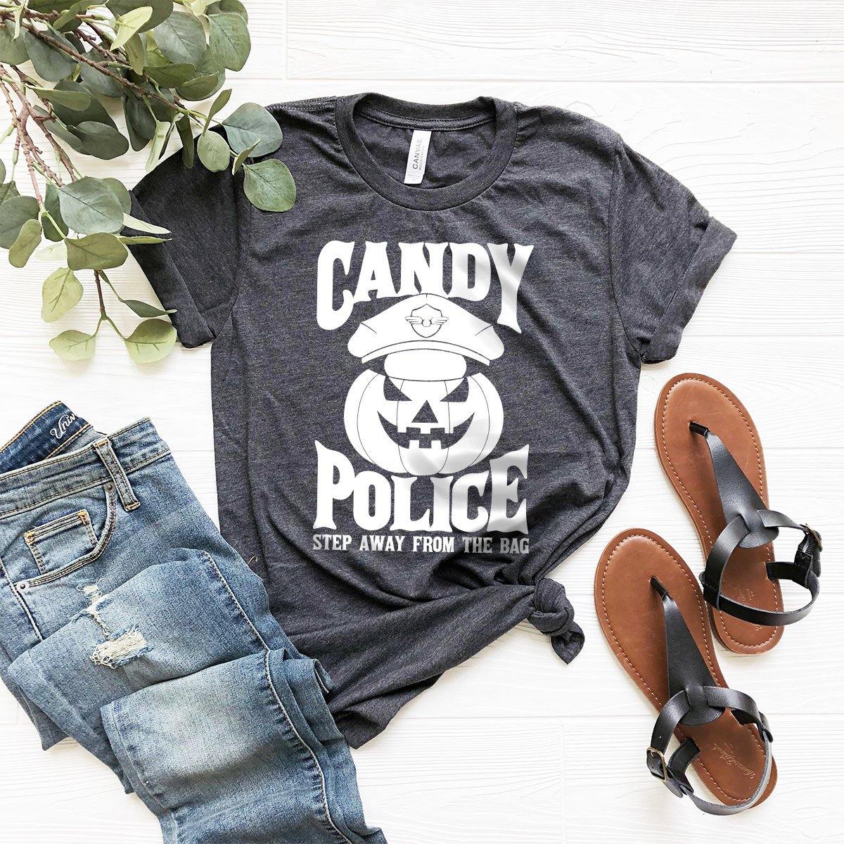 Candy Police Halloween T-Shirt, Funny Halloween Shirt, Fall Tshirt, Funny Pumpkin Shirt, Policeman Halloween Tee, Police Halloween Gift - Fastdeliverytees.com