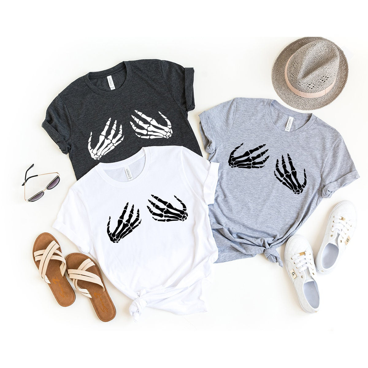 Skeleton Hand T-Shirt, Hand Bra Tshirt, Funny Halloween Shirt, Skeleton Boob Hand Shirt, Halloween Party Shirt, Skeleton Hand Bra Shirt - Fastdeliverytees.com