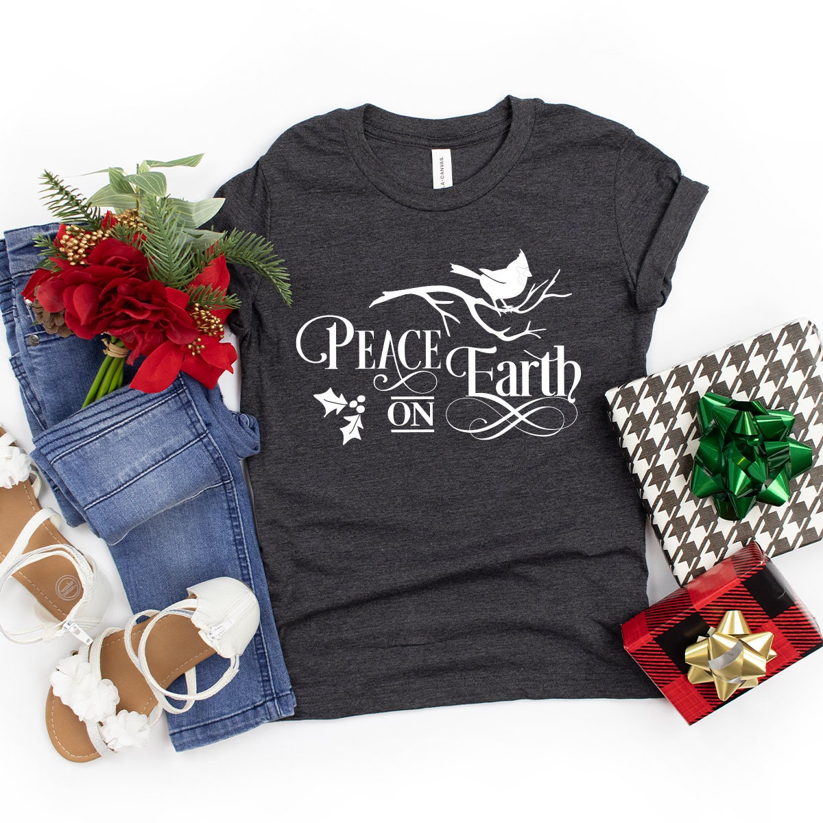 Peace On Earth T-Shirt, Christmas Tshirt, Peace Shirt, Animal Peace Shirt, Funny Christmas Shirt, Earth Christmas Shirt, Peace Graphic Shirt - Fastdeliverytees.com