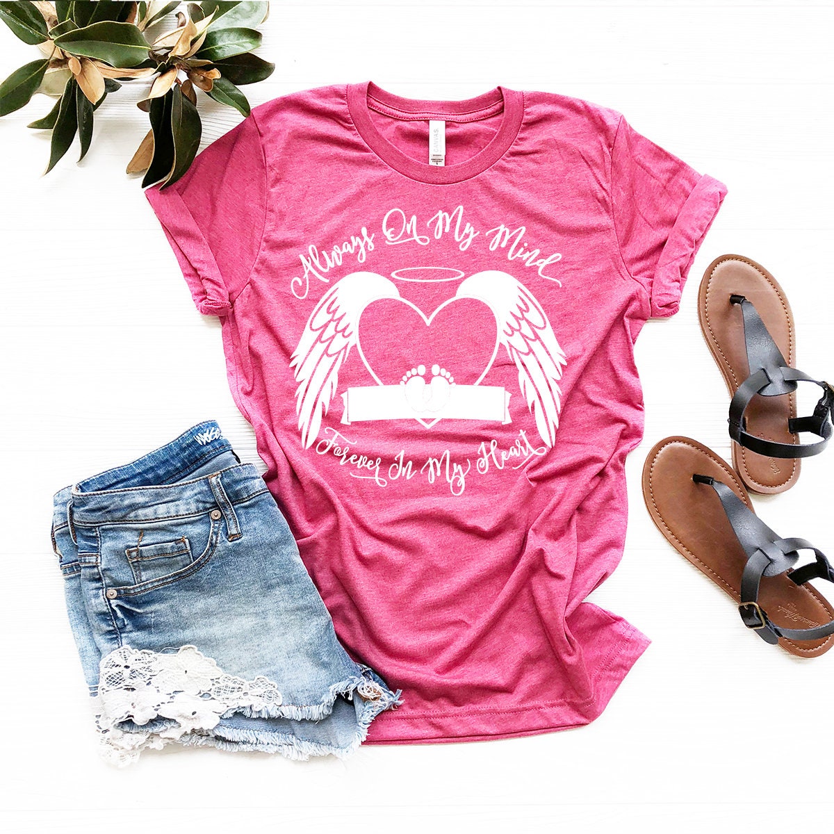 Personalized Memorial T-Shirt, Bereavement Shirt, Rest In Peace Shirt, Remembrance T Shirt, Always On My Mind Forever In My Heart Shirt - Fastdeliverytees.com