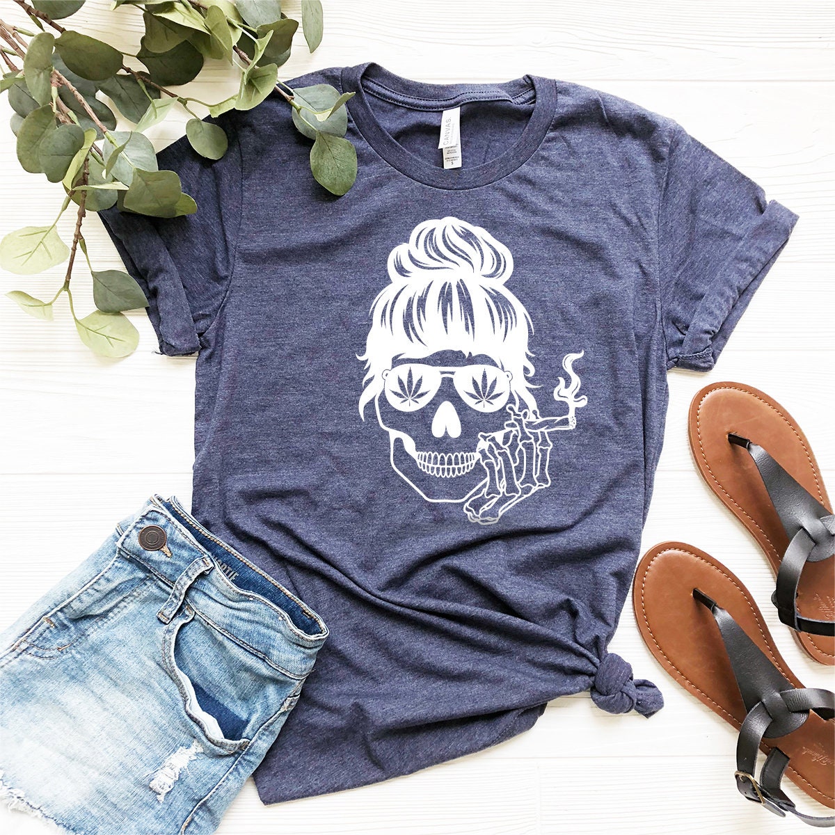 pothead hair Bun Hair Skull Smoking Shirt, Weed Shirt for women, Smoking Skull, Funny Weed T Shirt, Funny Pothead Shirt,Cannabis Shirt,Marijuana Shirt
