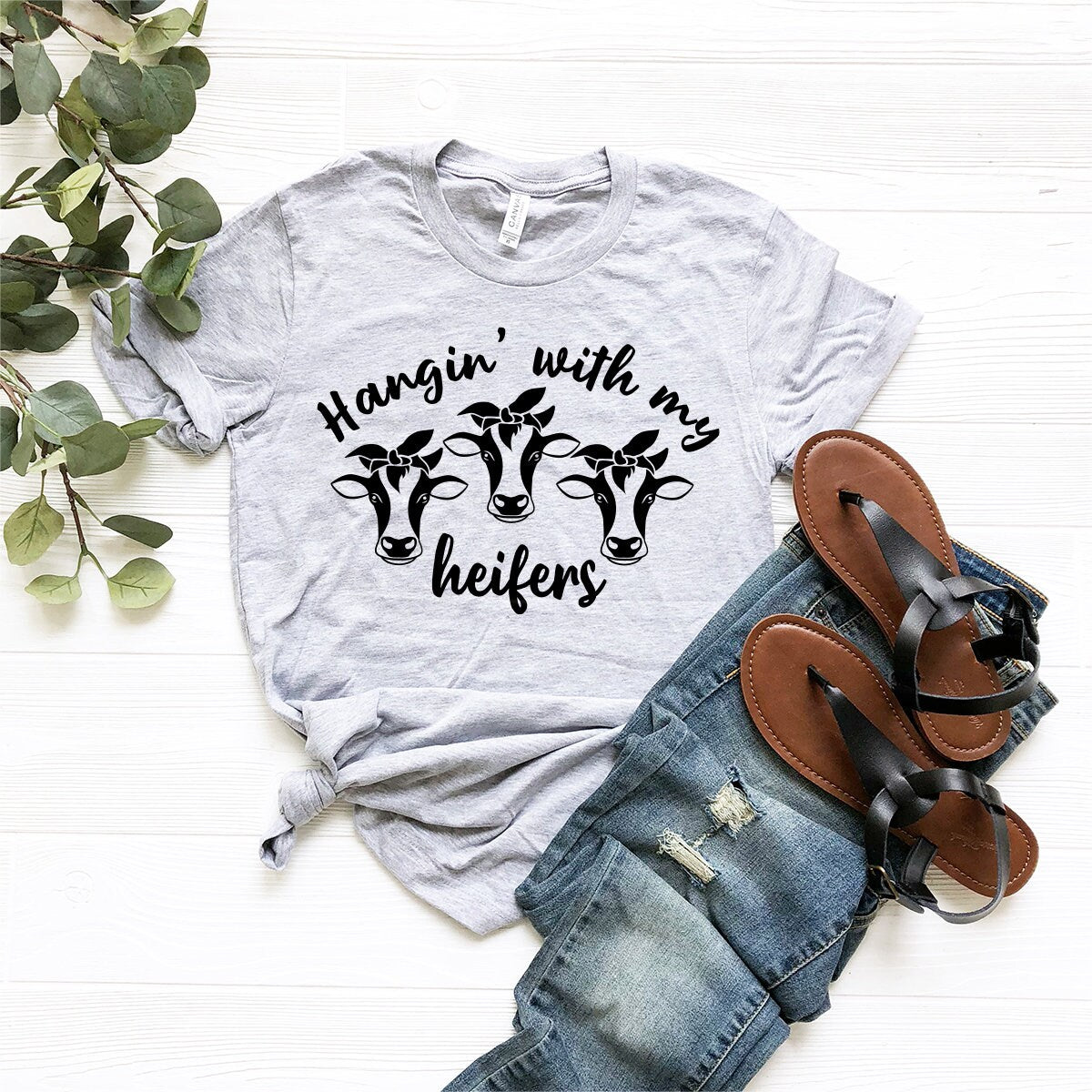 Funny Heifer Shirt, Farmer Shirt, Bandana Cow Shirt, Southern Shirt, Country T-Shirt, Girl Country Shirt, Hanging With My Heifers Shirt - Fastdeliverytees.com