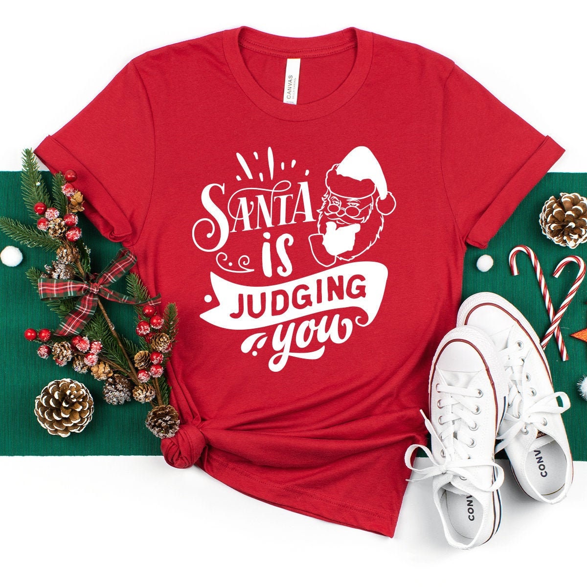 Santa Is Judging You Shirt, Santa Shirt, Ugly Sweaters, Merry Christmas Shirt, Christmas Gift Shirt, Holiday Shirt, Christmas Gift Tshirt - Fastdeliverytees.com