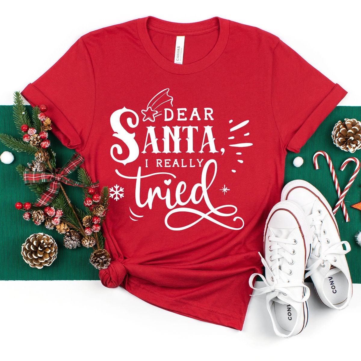 Funny Christmas Tee, Christmas T-Shirt, Christmas Pajamas, Dear Santa I Really Tried Shirt, Family Christmas Tee, Gift For Christmas - Fastdeliverytees.com