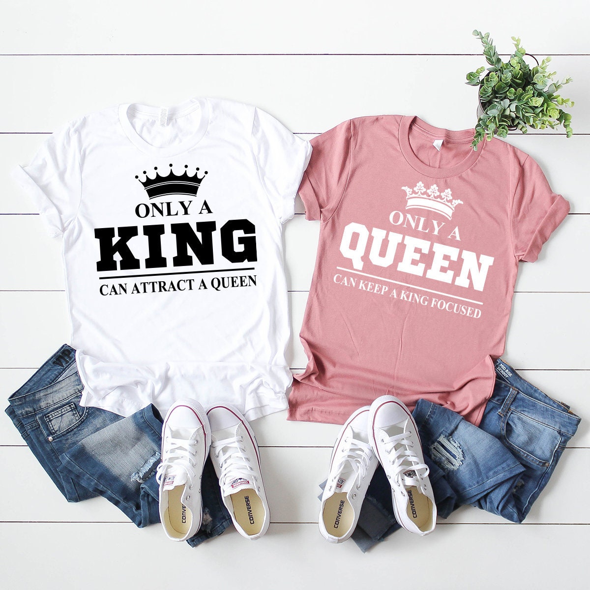 Funny Couples Shirt, Matching Couples Tee, Couple T-Shirt, Only A Queen King Can Attract A Queen, Only A King Can Keep A King Focused Shirt, - Fastdeliverytees.com