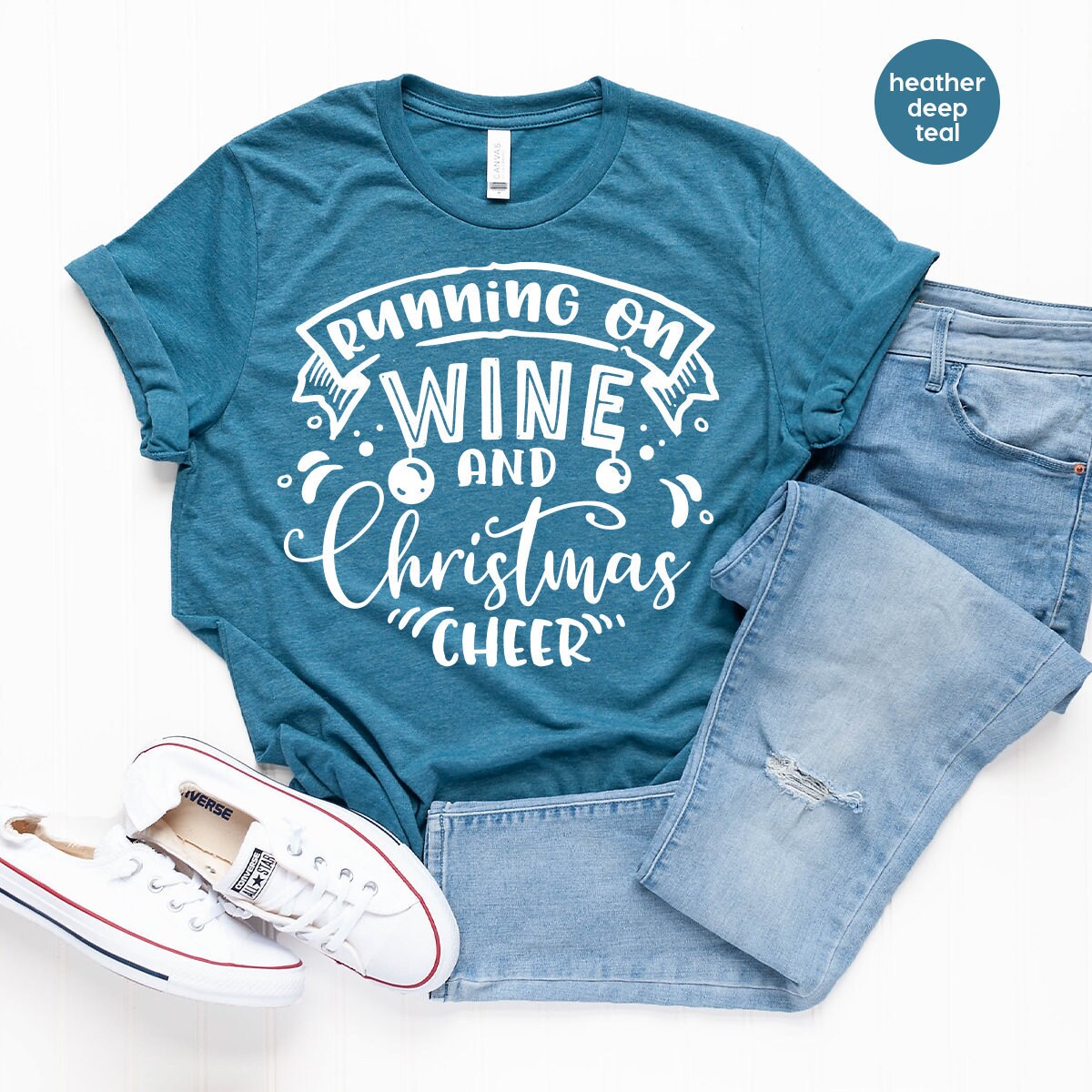 Christmas shirts, Christmas Shirts for Women, Christmas Gift shirt, Running on Wine and Christmas Cheer, Merry Christmas Shirt, Xmas 2022 - Fastdeliverytees.com