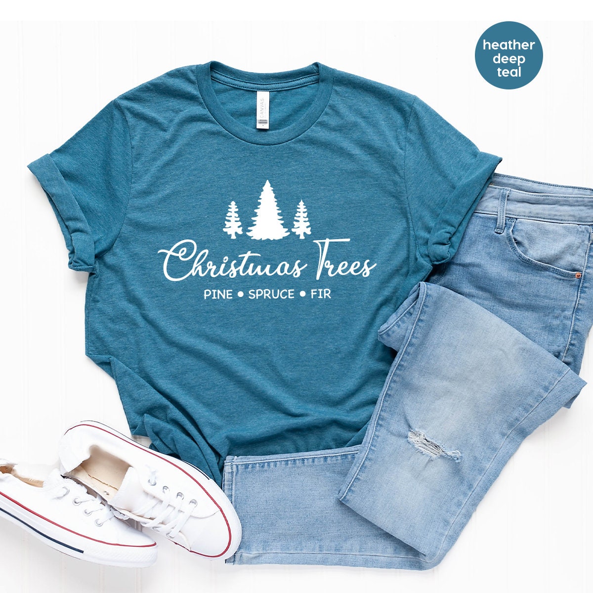Christmas T Shirt, Christmas Tree Tee, Pine Spruce Fir Shirt, Christmas Vacation Shirt, Christmas Gift, Holiday Shirt, Women's Christmas Tee - Fastdeliverytees.com