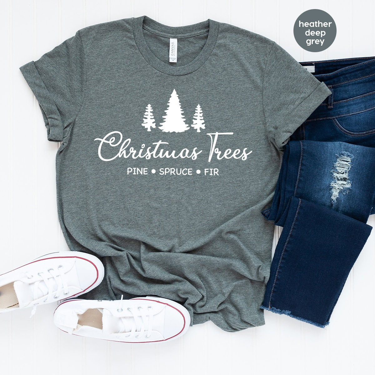 Christmas T Shirt, Christmas Tree Tee, Pine Spruce Fir Shirt, Christmas Vacation Shirt, Christmas Gift, Holiday Shirt, Women's Christmas Tee - Fastdeliverytees.com