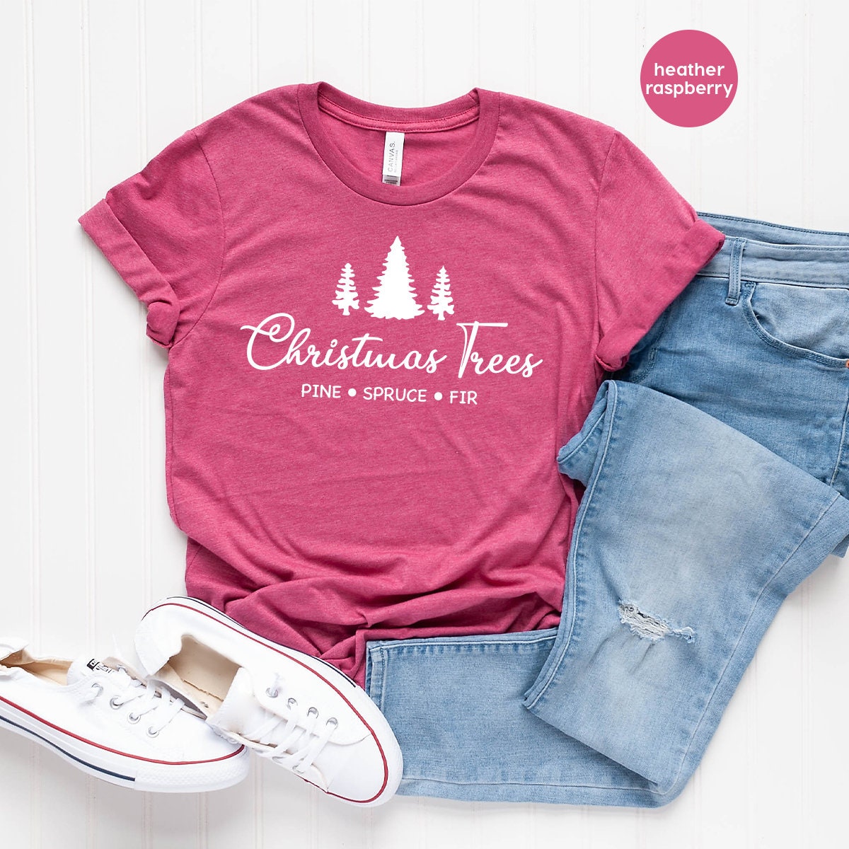 Christmas T Shirt, Christmas Tree Tee, Pine Spruce Fir Shirt, Christmas Vacation Shirt, Christmas Gift, Holiday Shirt, Women's Christmas Tee - Fastdeliverytees.com
