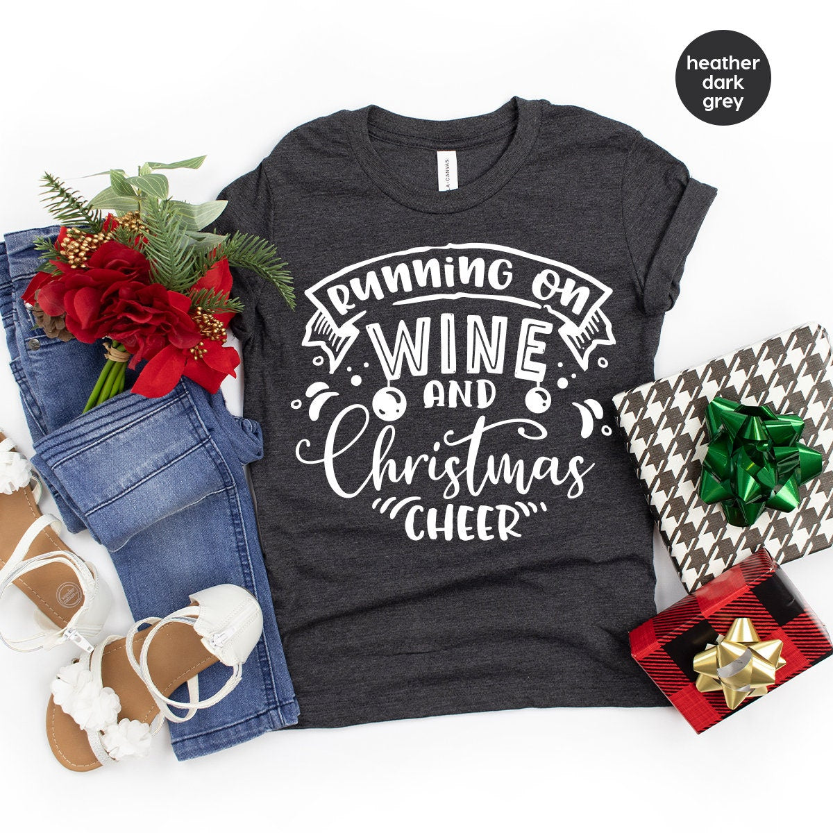 Christmas shirts, Christmas Shirts for Women, Christmas Gift shirt, Running on Wine and Christmas Cheer, Merry Christmas Shirt, Xmas 2022 - Fastdeliverytees.com