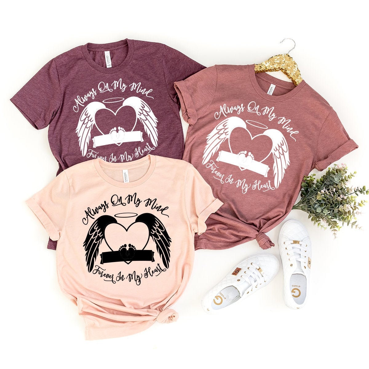 Personalized Memorial T-Shirt, Bereavement Shirt, Rest In Peace Shirt, Remembrance T Shirt, Always On My Mind Forever In My Heart Shirt - Fastdeliverytees.com
