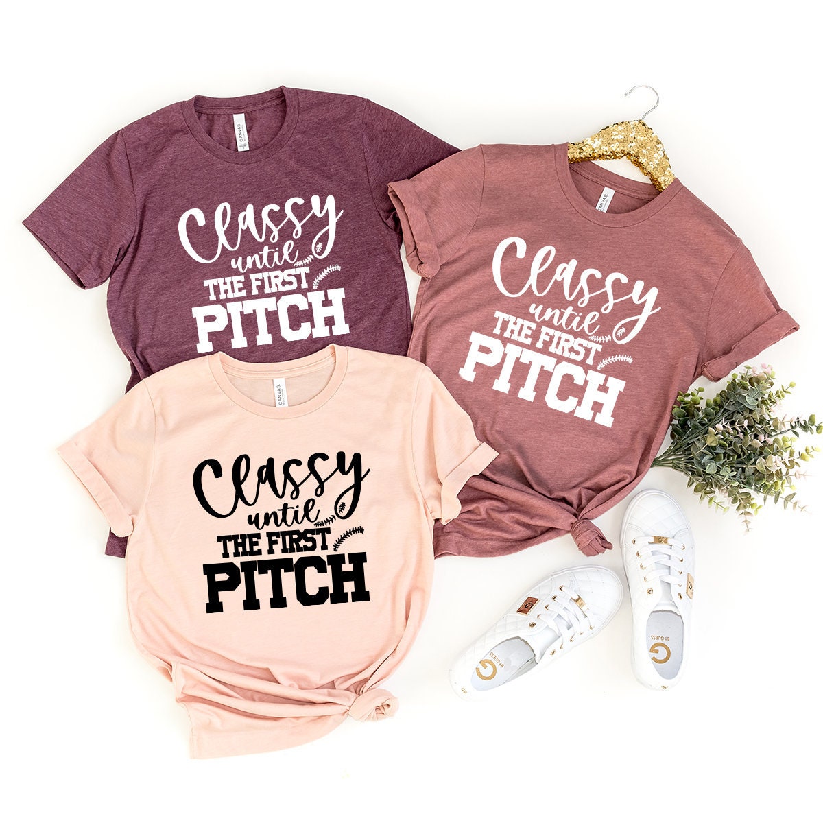 Softball Shirt, Baseball Tee, Classy Until The First Pitch Shirt - Fastdeliverytees.com