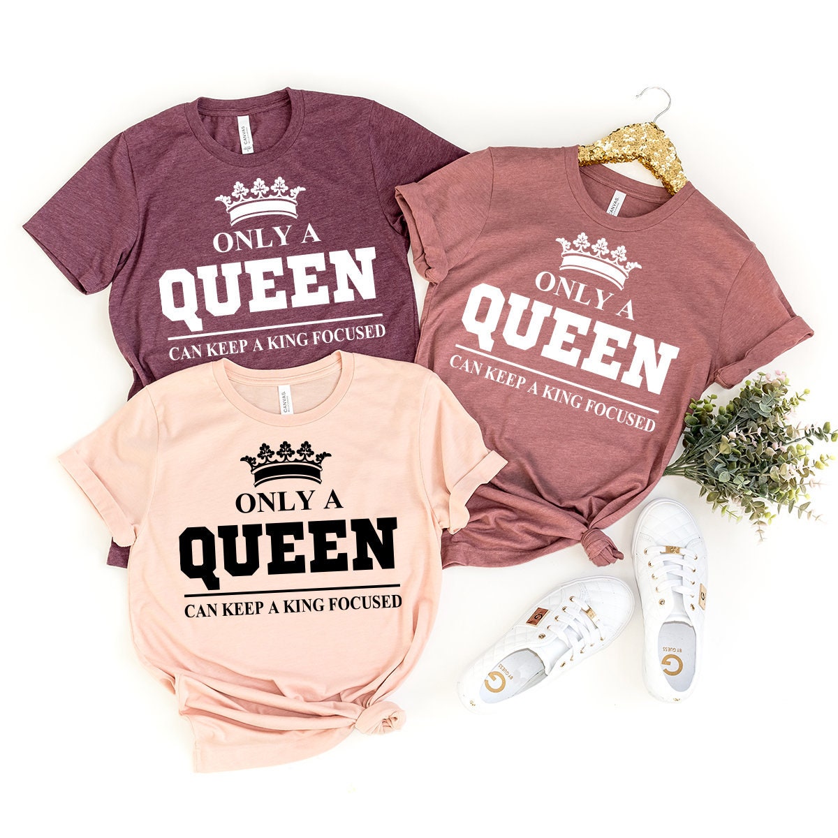 Funny Couples Shirt, Matching Couples Tee, Couple T-Shirt, Only A Queen King Can Attract A Queen, Only A King Can Keep A King Focused Shirt, - Fastdeliverytees.com