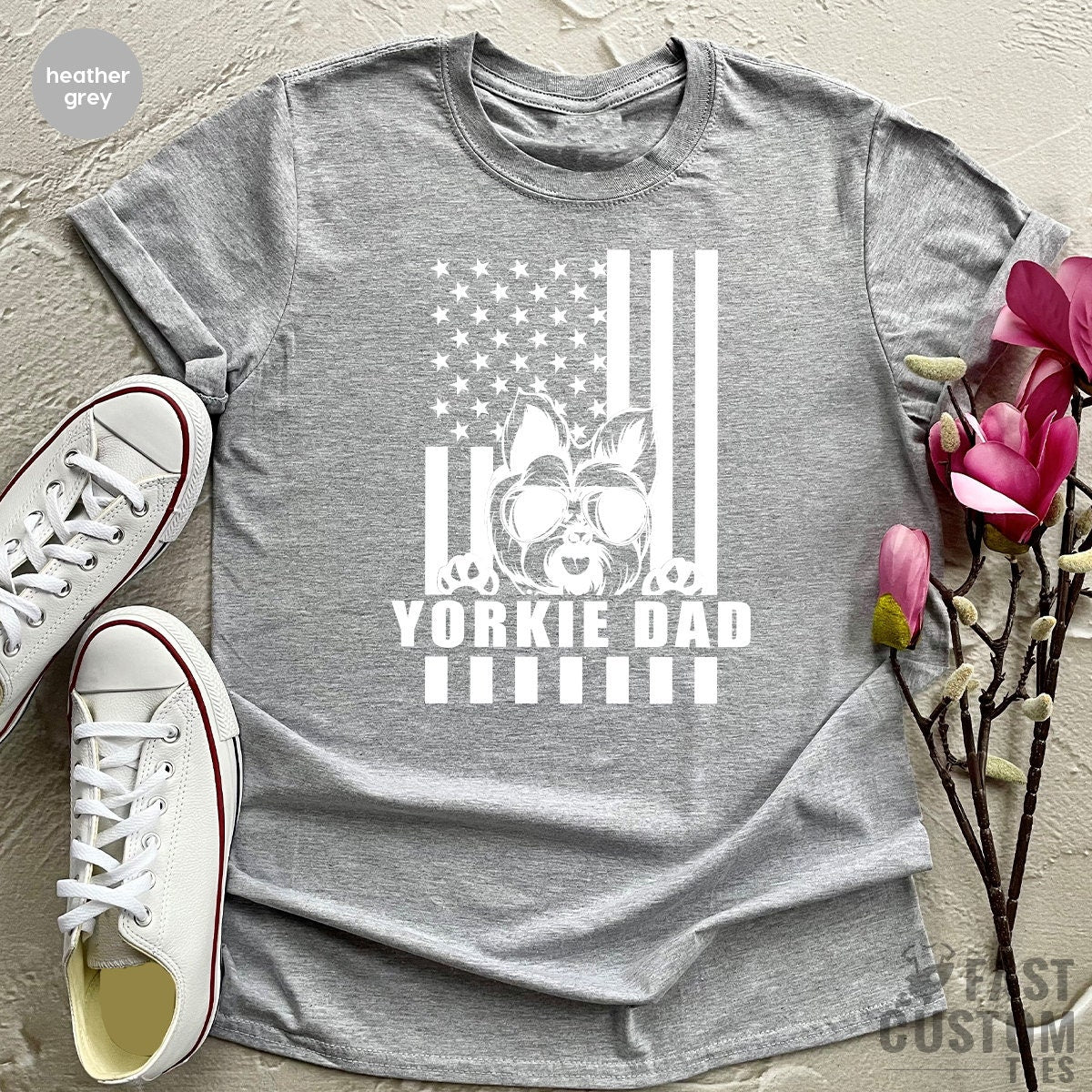 Yorkie Dad Shirt, American Flag With Yorkie, Gift For Pet Dad, Dog Dad Shirt, Yorkie Lover Gift, Best Yorkie Dad Ever Shirt, Yorkie Dad Tee - Fastdeliverytees.com