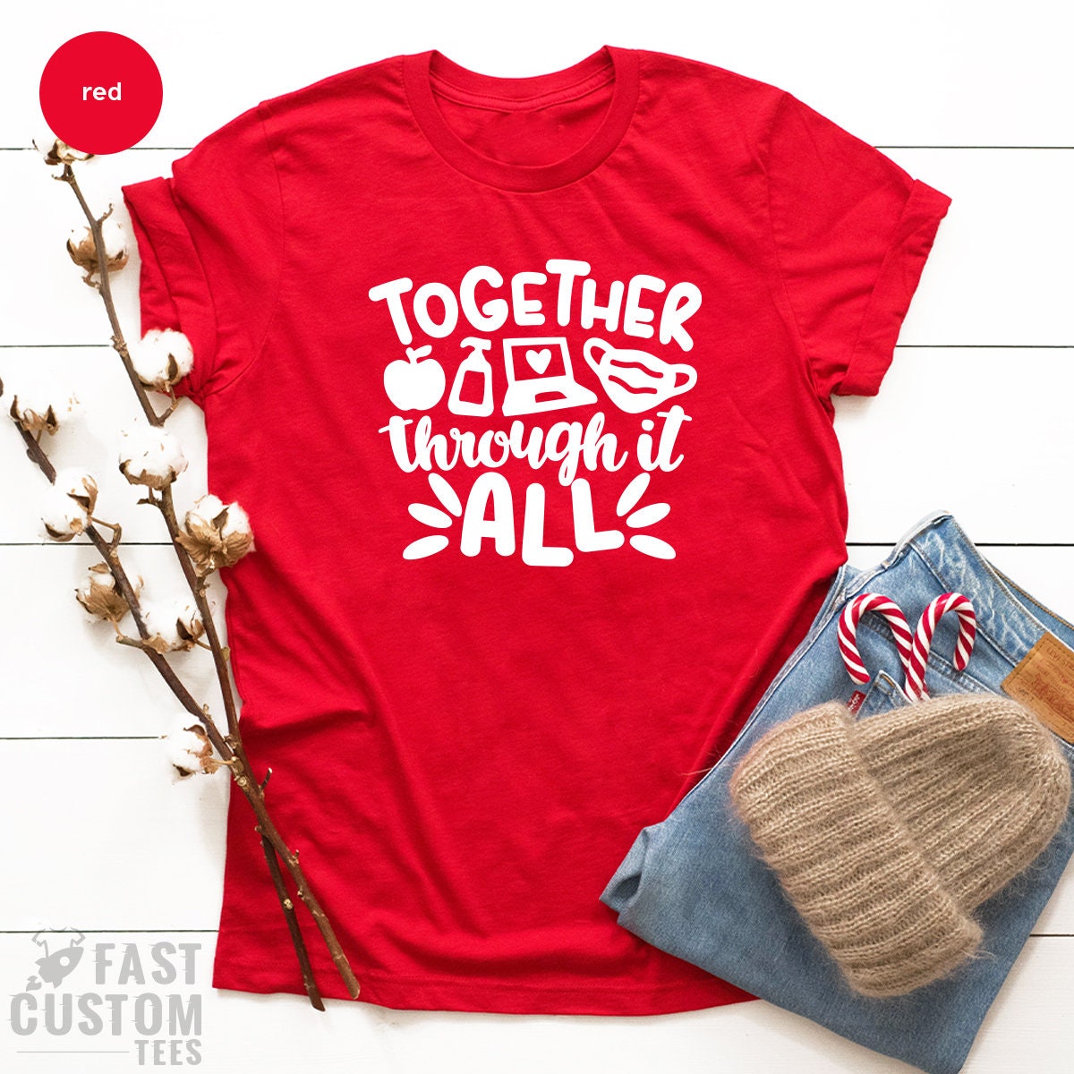 Online School Tee, Together Through It All, Distance Learning Tee, Gift For Teachers, Funny Teacher Tee, Teacher Gift - Fastdeliverytees.com