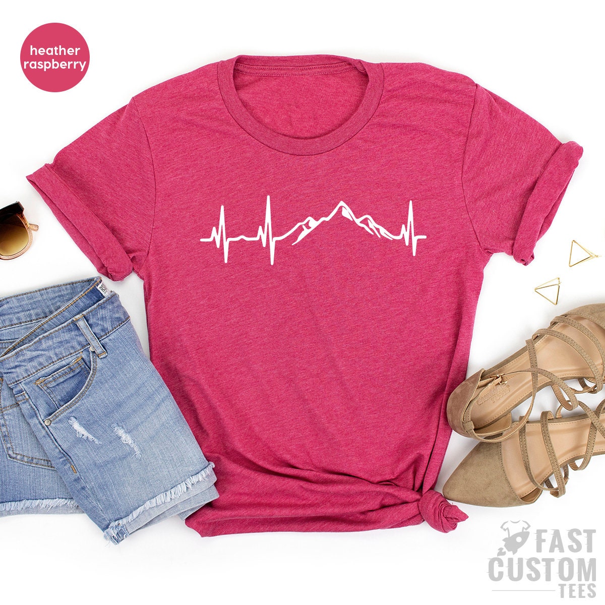 Mountains Heartbeat Shirt, Hiking TShirt, Nature Lover Tee, Hiking Mom Shirt, Camping Shirt, Outdoor T Shirt, Nature Lover Gift, Camp Shirt - Fastdeliverytees.com