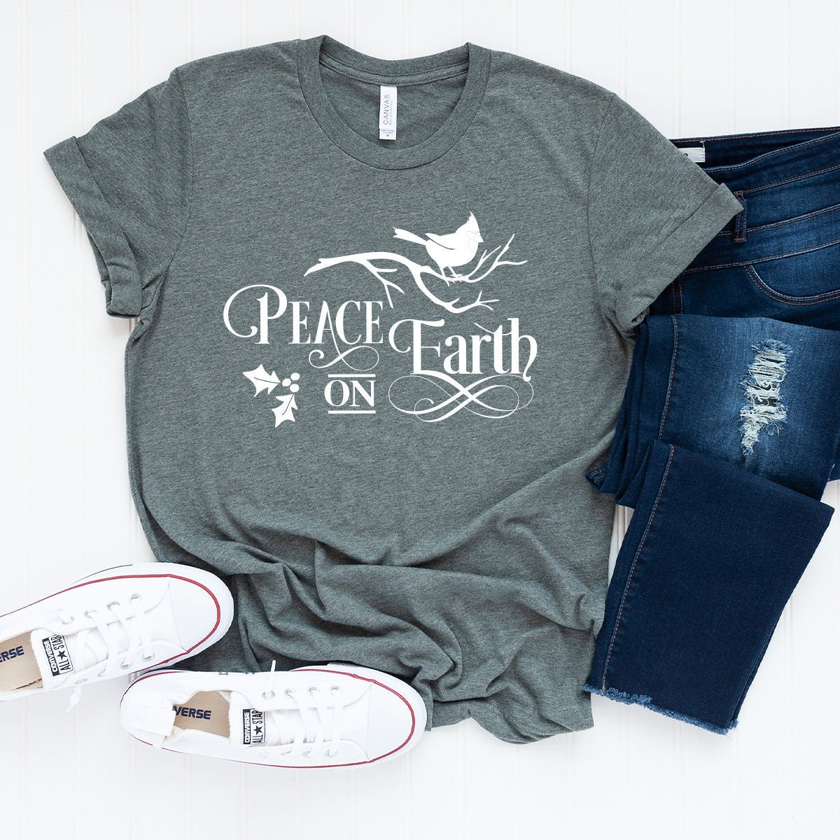 Peace On Earth T-Shirt, Christmas Tshirt, Peace Shirt, Animal Peace Shirt, Funny Christmas Shirt, Earth Christmas Shirt, Peace Graphic Shirt - Fastdeliverytees.com