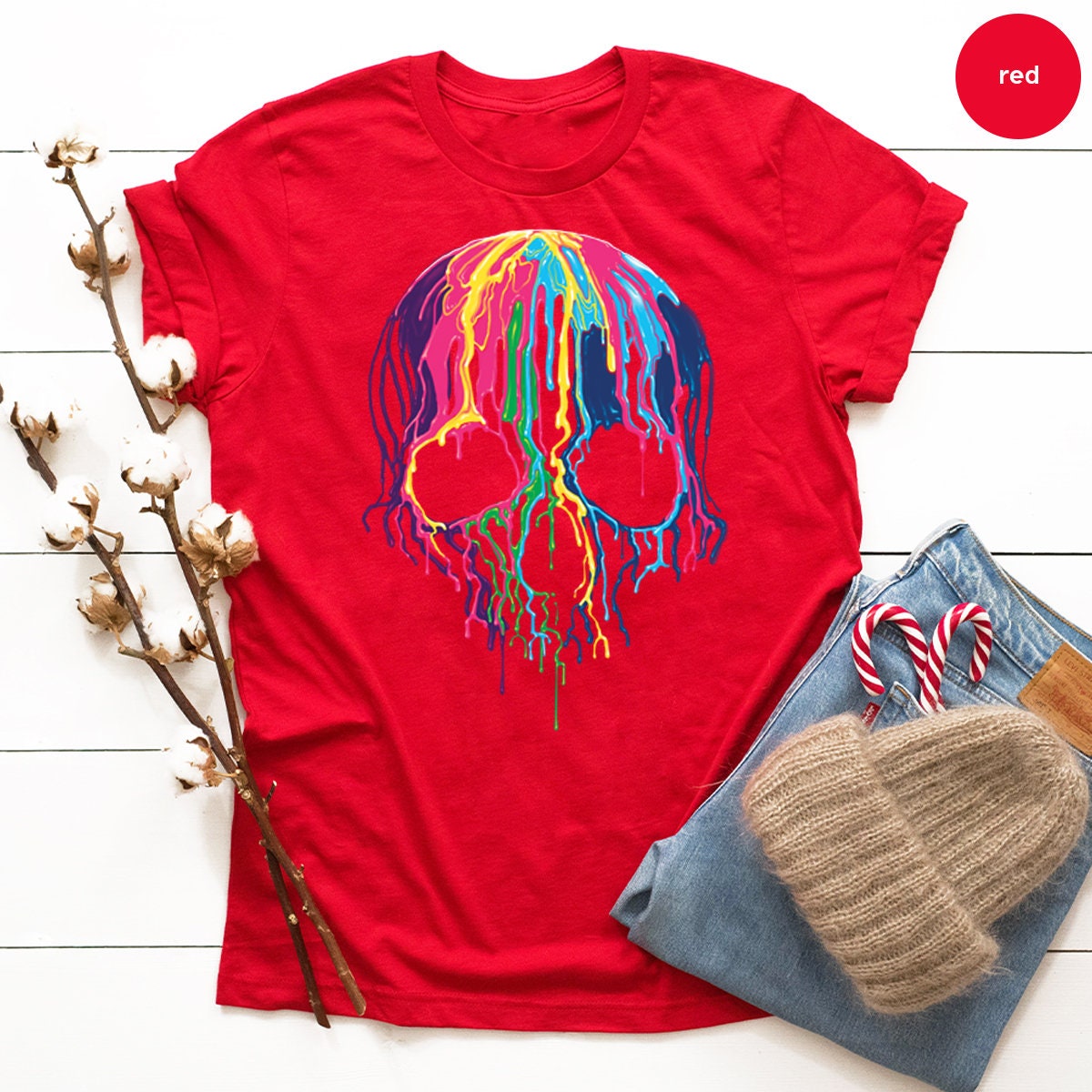 Rainbows Skulls Shirt,Spooky T Shirt,Skulls Shirt,Goth Shirt,Skeleton T Shirt,Skulls Clothing,Trendy Shirt For Women, Aesthetic Shirt - Fastdeliverytees.com