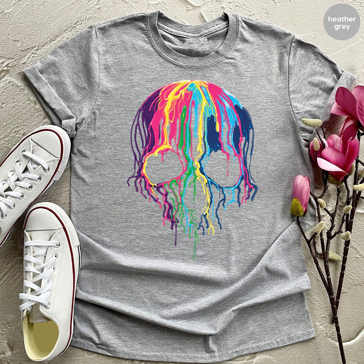 Rainbows Skulls Shirt,Spooky T Shirt,Skulls Shirt,Goth Shirt,Skeleton T Shirt,Skulls Clothing,Trendy Shirt For Women, Aesthetic Shirt - Fastdeliverytees.com