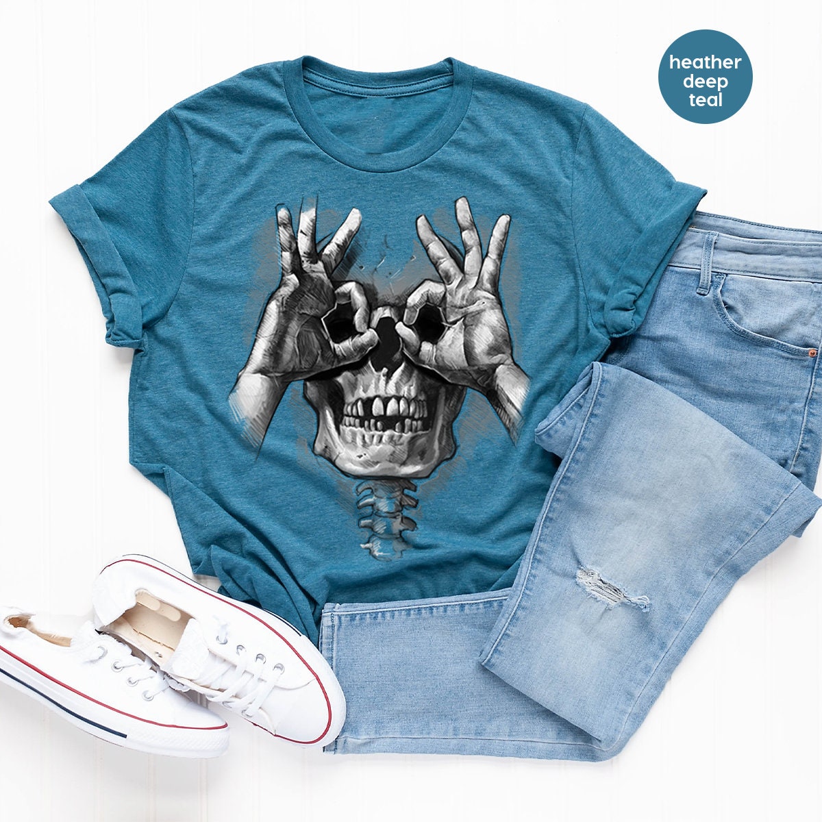 Funny Skulls Shirt, Skeleton Shirt, Goth Shirt, Halloween Shirt, Skull T-Shirt, Humorous Skeleton Shirt, Goth Clothing, Goth Skull Shirts - Fastdeliverytees.com
