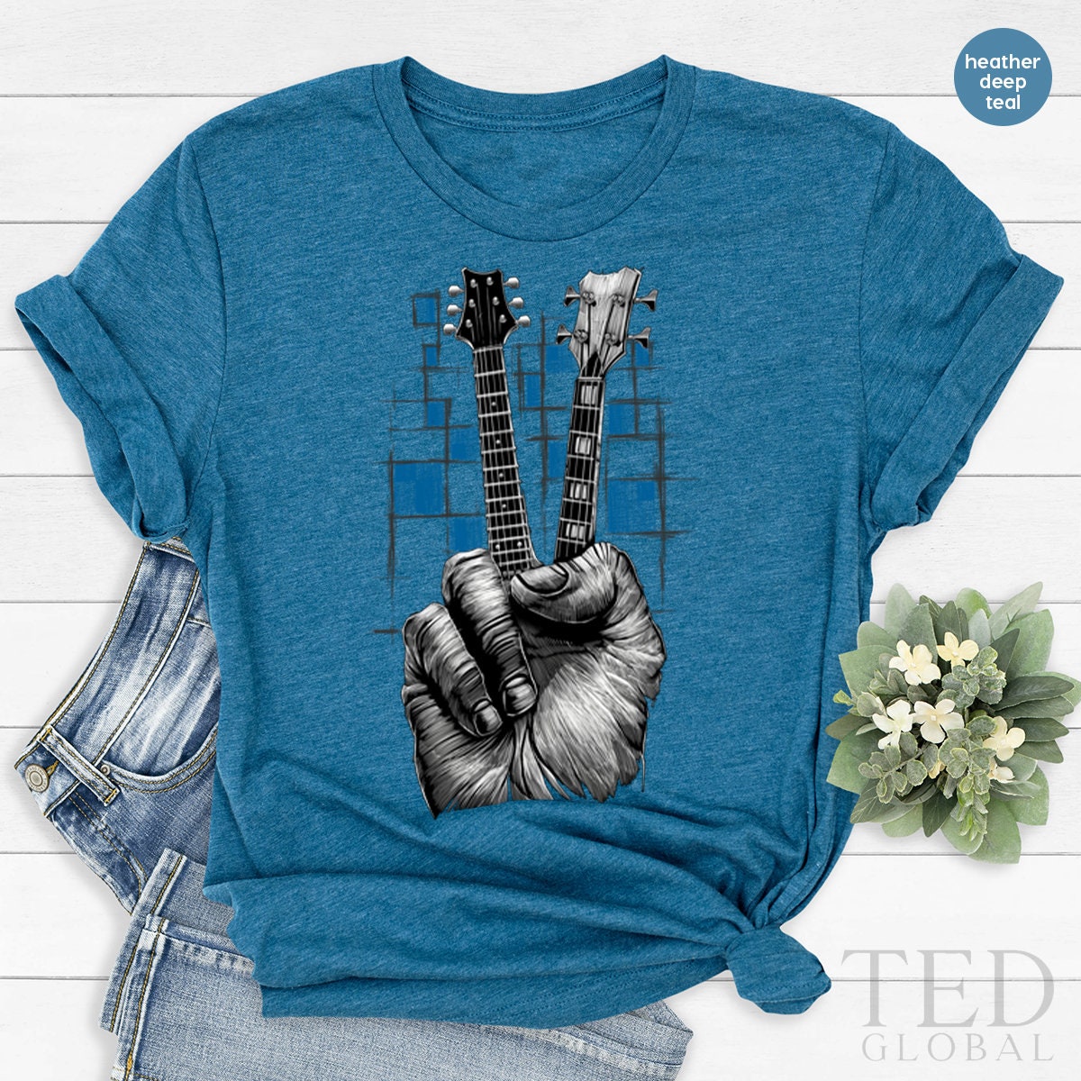 Band T Shirt, Guitarists Shirt, Peace Sign Shirt, Hand Peace Sign Shirt, Guitar T Shirt, Musicians Shirt, Music Lovers  T Shirt - Fastdeliverytees.com