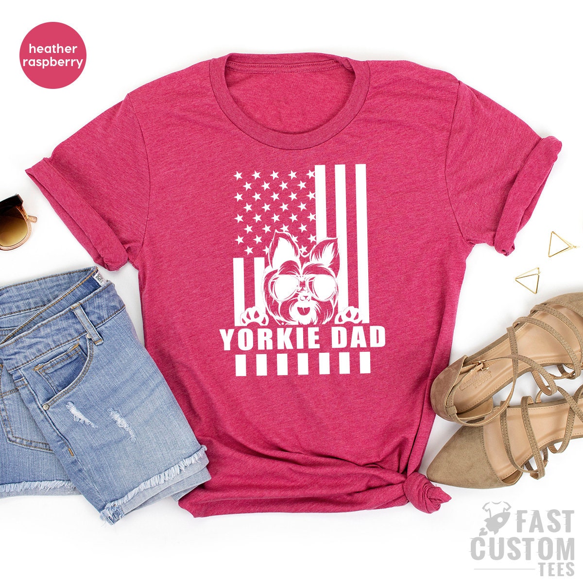 Yorkie Dad Shirt, American Flag With Yorkie, Gift For Pet Dad, Dog Dad Shirt, Yorkie Lover Gift, Best Yorkie Dad Ever Shirt, Yorkie Dad Tee - Fastdeliverytees.com