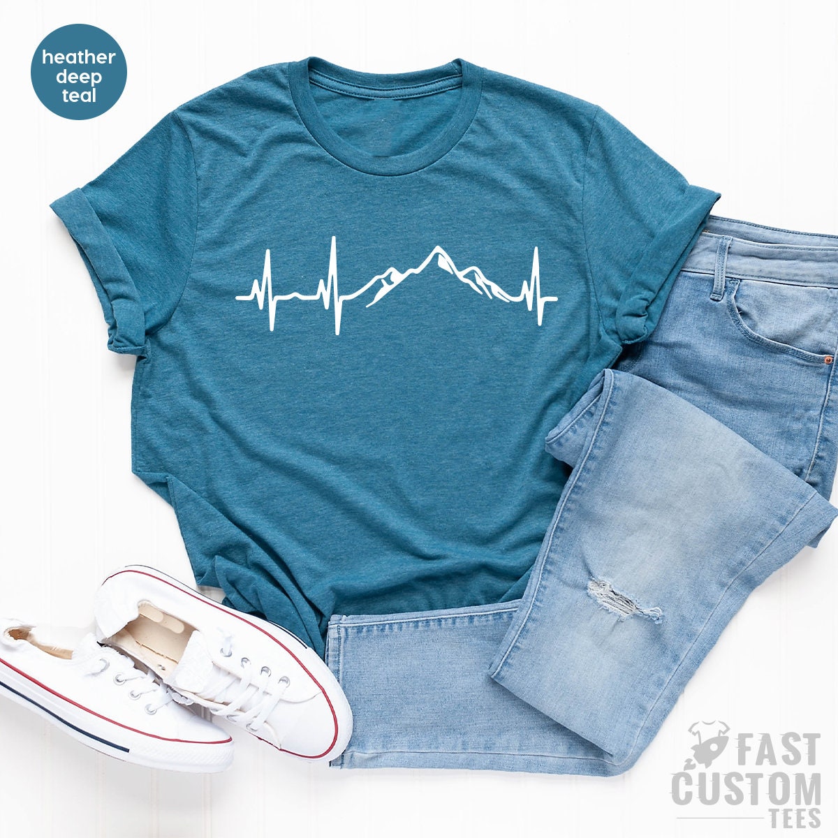 Mountains Heartbeat Shirt, Hiking TShirt, Nature Lover Tee, Hiking