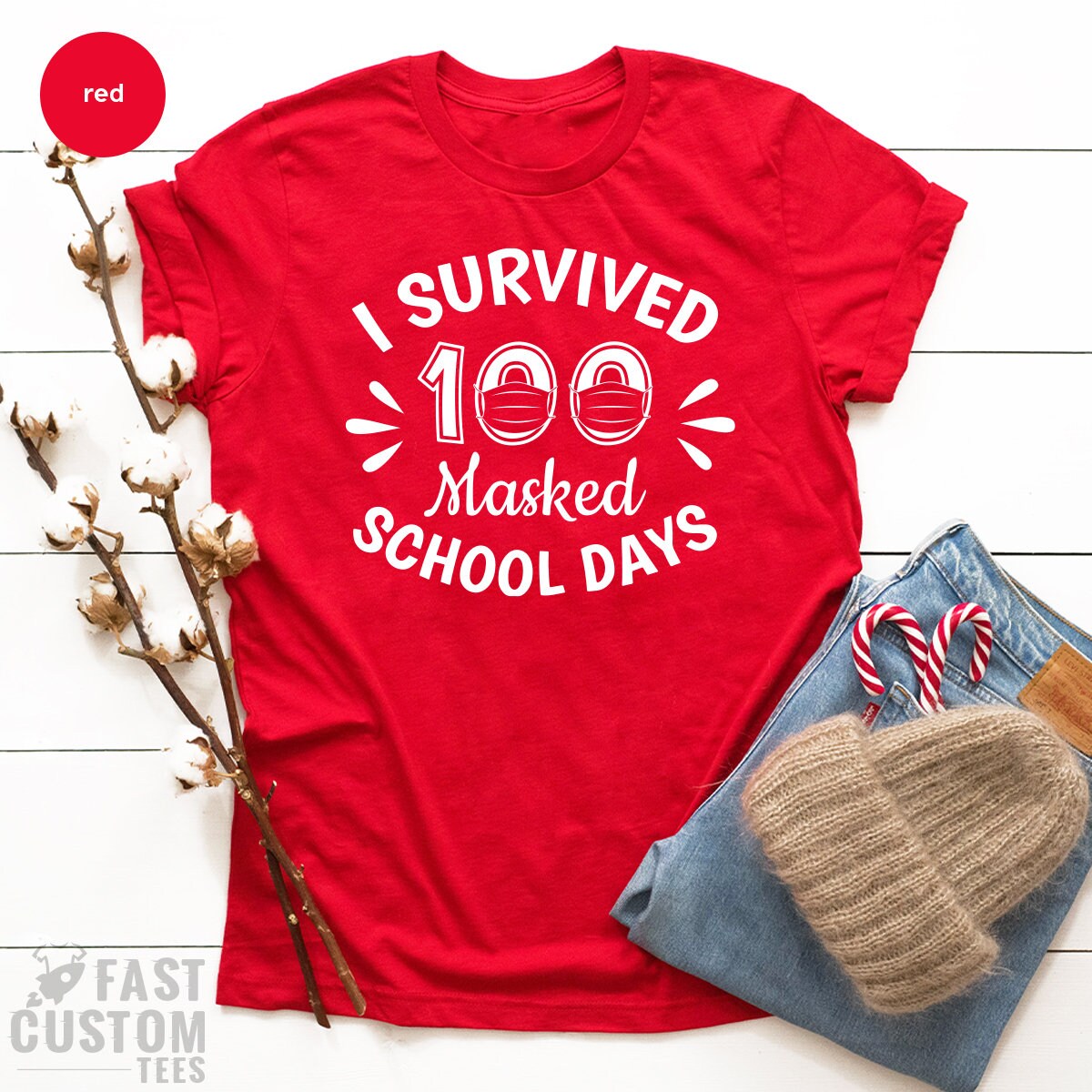 Teacher TShirt, I Survived 100 Masked School Days, Back To Schooling Teacher Shirt - Fastdeliverytees.com