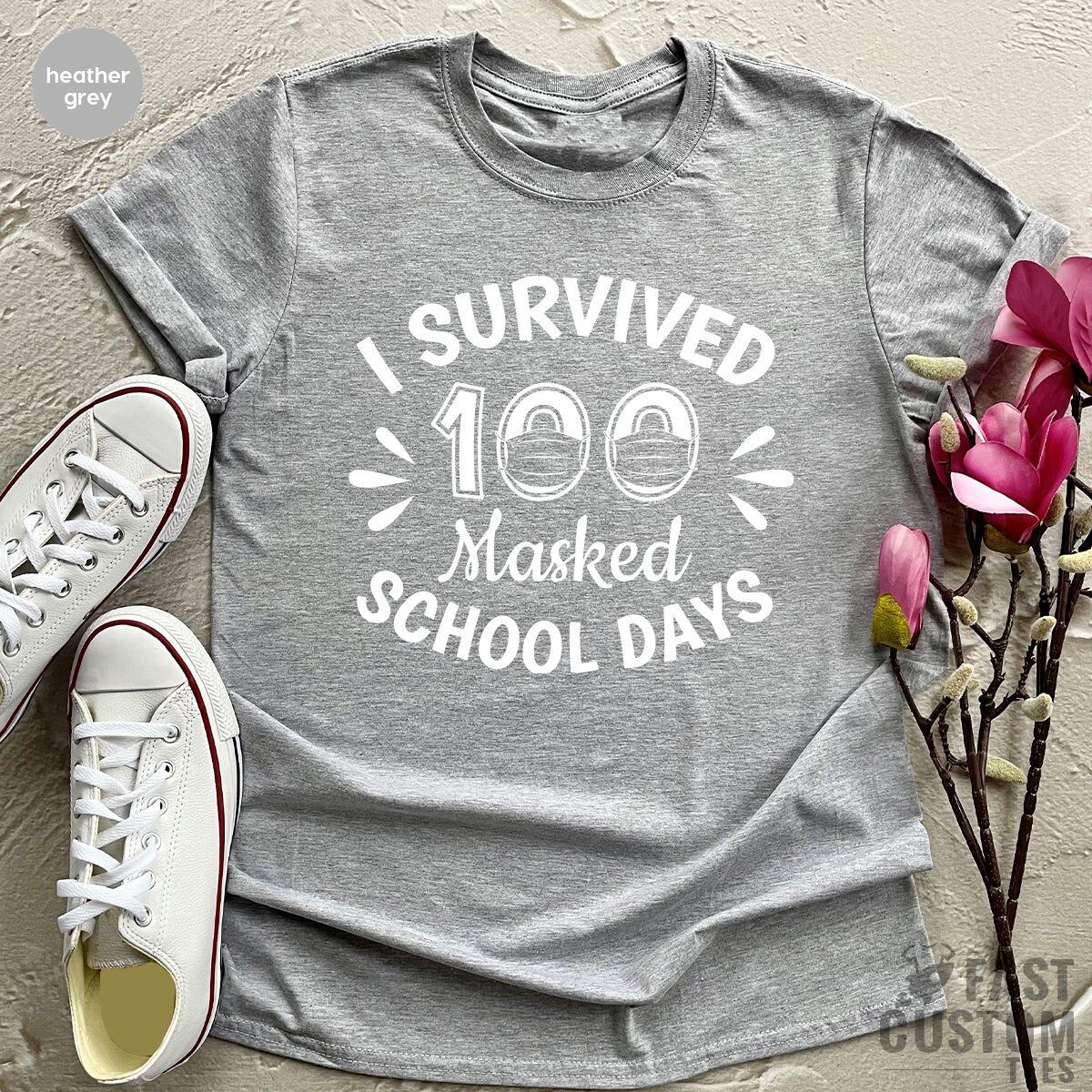 Teacher TShirt, I Survived 100 Masked School Days, Back To Schooling Teacher Shirt - Fastdeliverytees.com