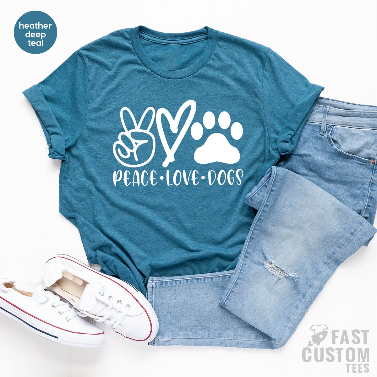 Dog Lover T-Shirt, Dog Moms T Shirt, Fur Mama Shirt, Peace Love Dogs Shirt, Valentine Tshirt, Pet Owner Gift, Women Graphic Tees - Fastdeliverytees.com