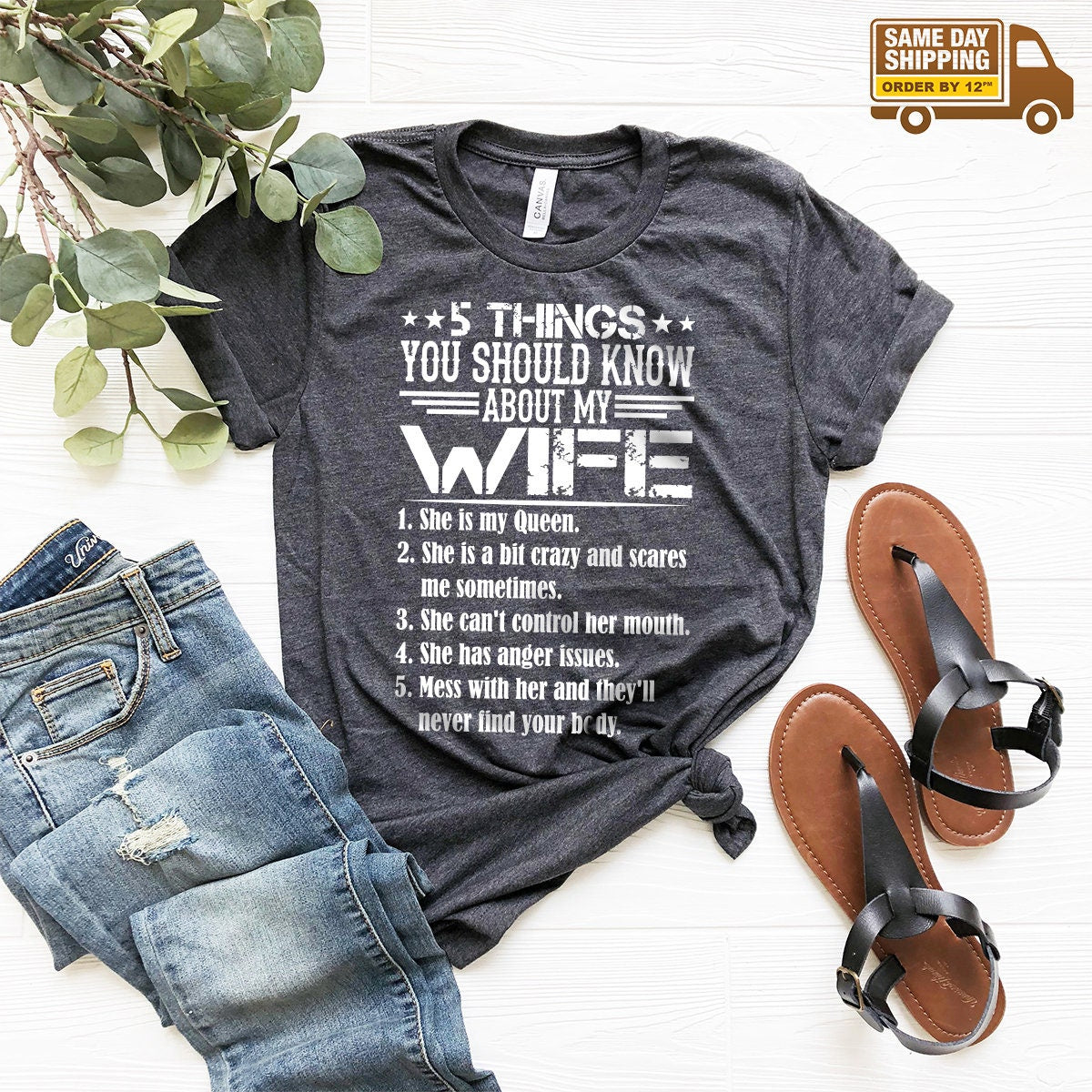 Husband And Wife Shirt, Funny Husband Gift, Funny Wife T Shirt, 5 Things You Should Know About My Wife T-Shirt, Best Husband Shirt - Fastdeliverytees.com