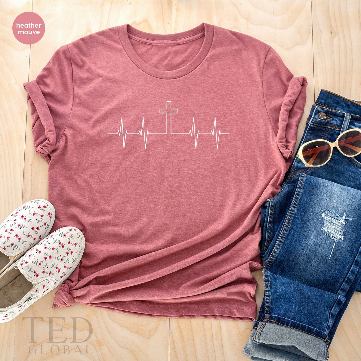 Vertical Cross Shirt, Heartbeat Cross Shirt, Religious T Shirt, Christian  Shirts, Jesus Love Shirts, Shirt For Prayer, Christian Tee - Fastdeliverytees.com