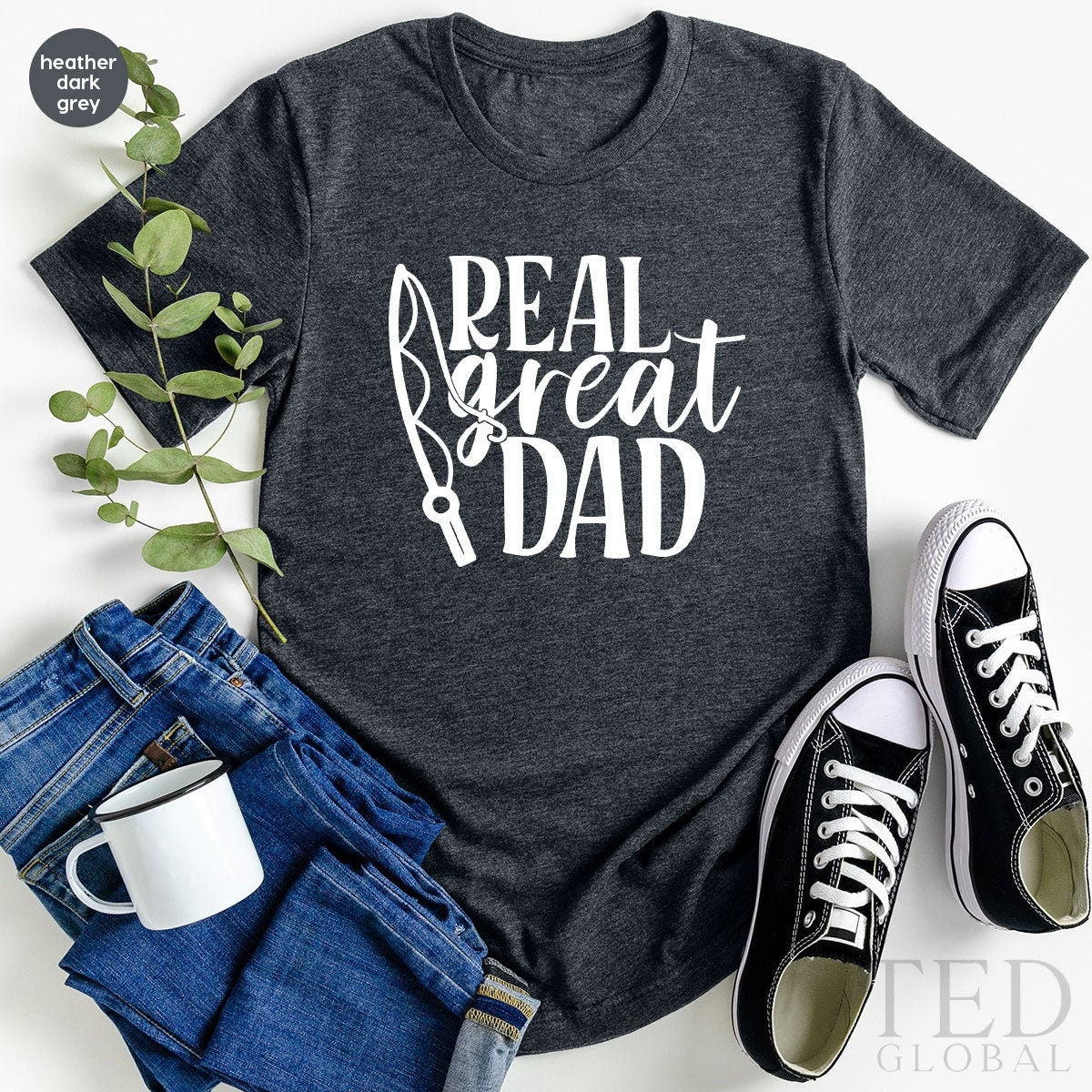 Mens Reel Cool Dad T shirt Funny Fathers Day Fishing Gift for Husband  Fisherman Graphic Tees 