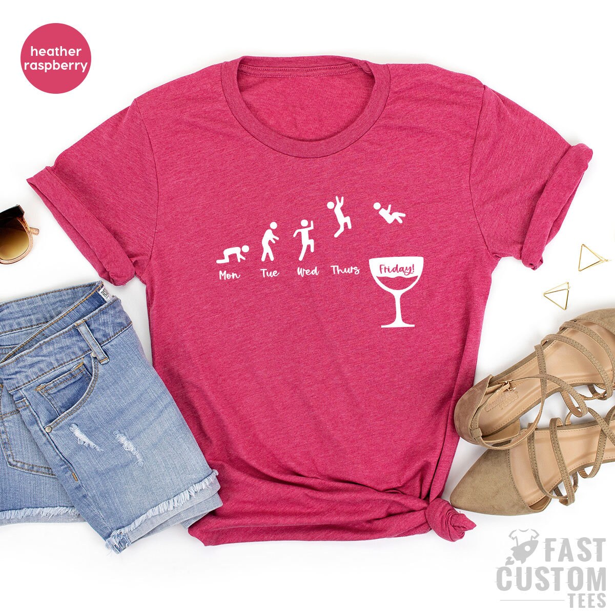 Funny Weekend Shirt, Happy Weekend Shirt, Wine Lover Shirt, Funny Wine Shirt, Week Days Shirt, Friday Shirt - Fastdeliverytees.com