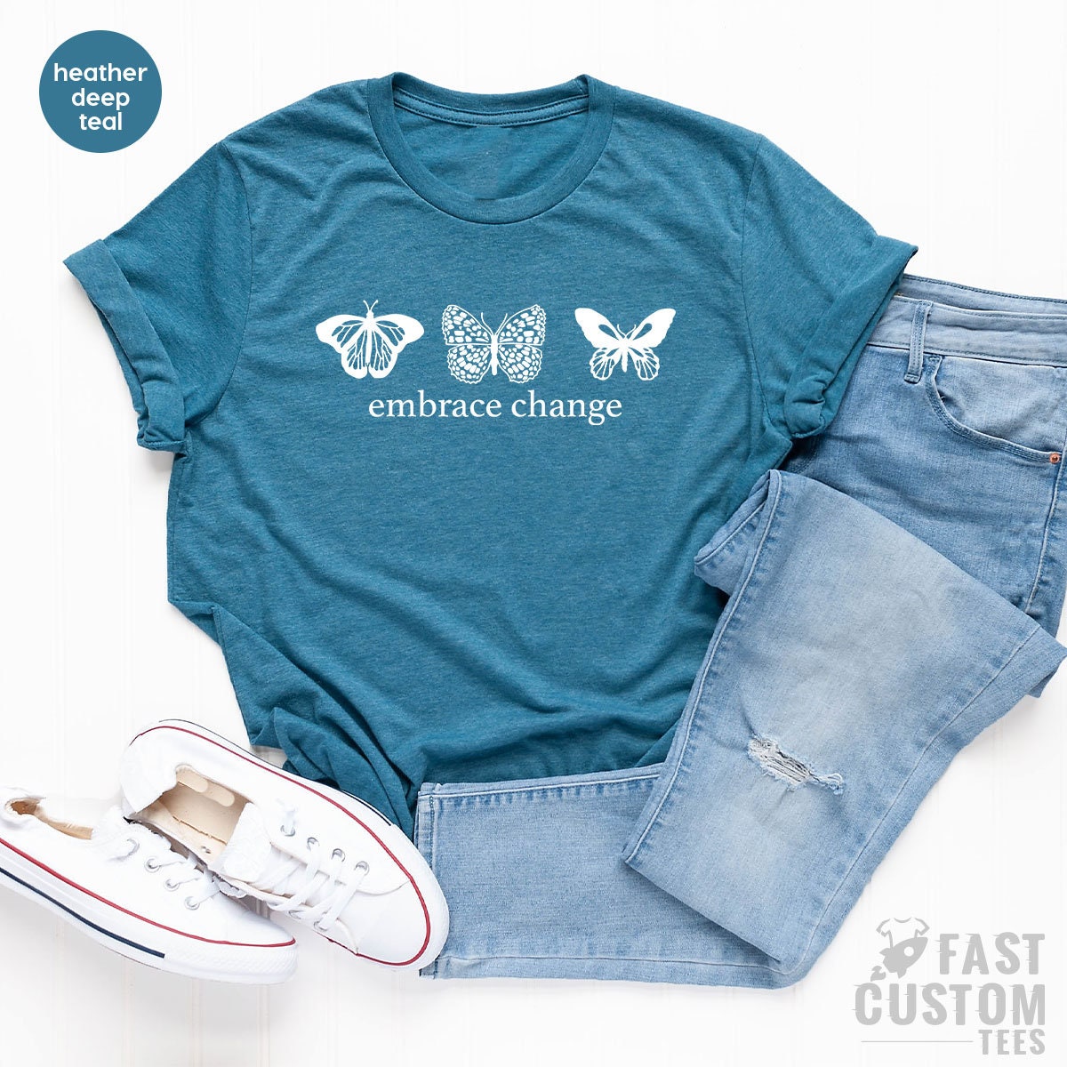 Butterfly Embrace Change Shirt, Inspirational Shirt, Meditation Shirt, Spiritiual Shirt, Yoga Gift, Celestial Shirt - Fastdeliverytees.com