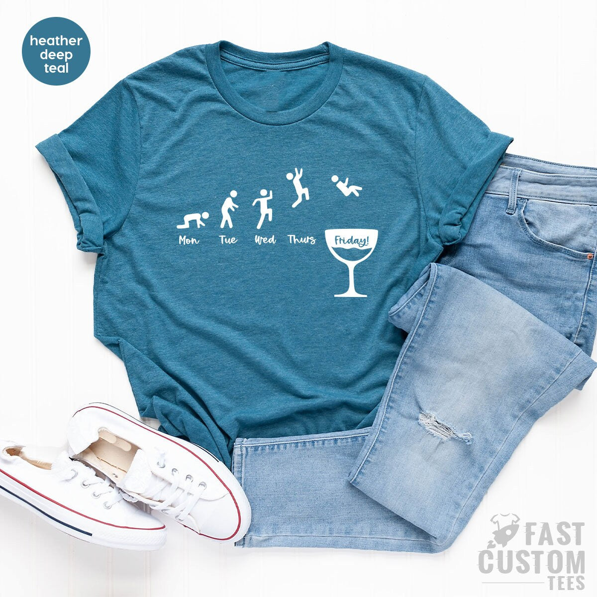 Funny Weekend Shirt, Happy Weekend Shirt, Wine Lover Shirt, Funny Wine Shirt, Week Days Shirt, Friday Shirt - Fastdeliverytees.com