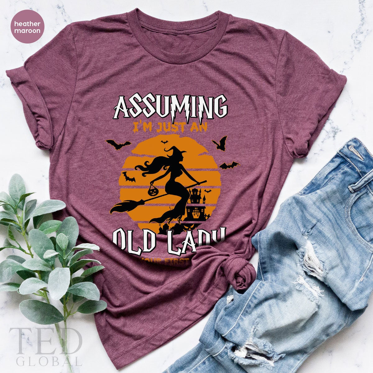 Funny Witch Shirt, Assuming I'm Just An Old Lady Was Your First Mistake T-Shirt, Halloween T Shirt, Witch Broom Shirts, Halloween Gift - Fastdeliverytees.com