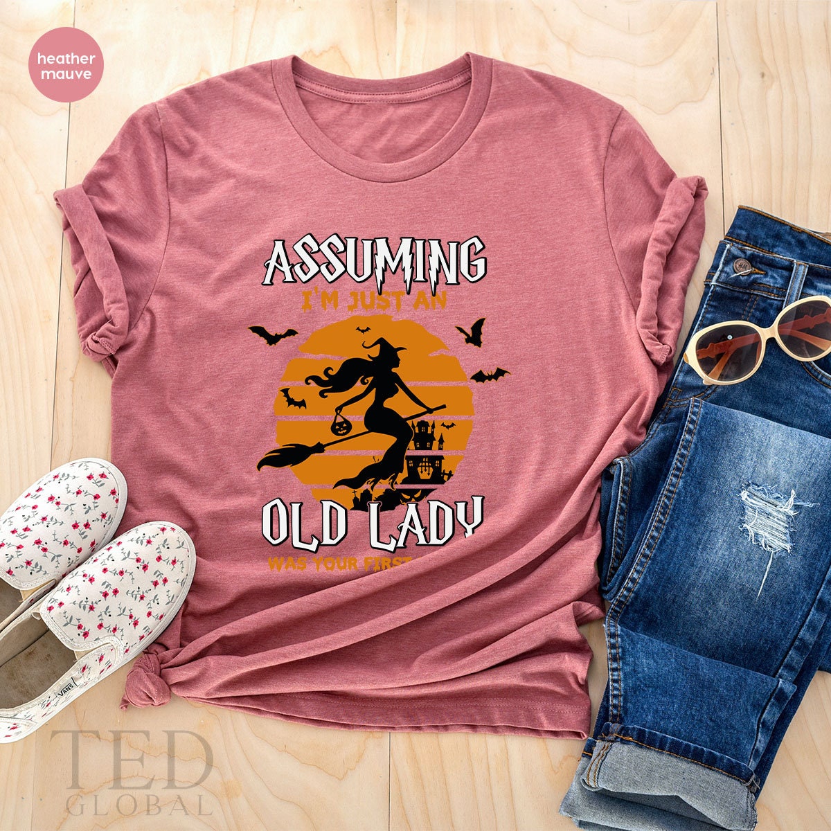 Funny Witch Shirt, Assuming I'm Just An Old Lady Was Your First Mistake T-Shirt, Halloween T Shirt, Witch Broom Shirts, Halloween Gift - Fastdeliverytees.com